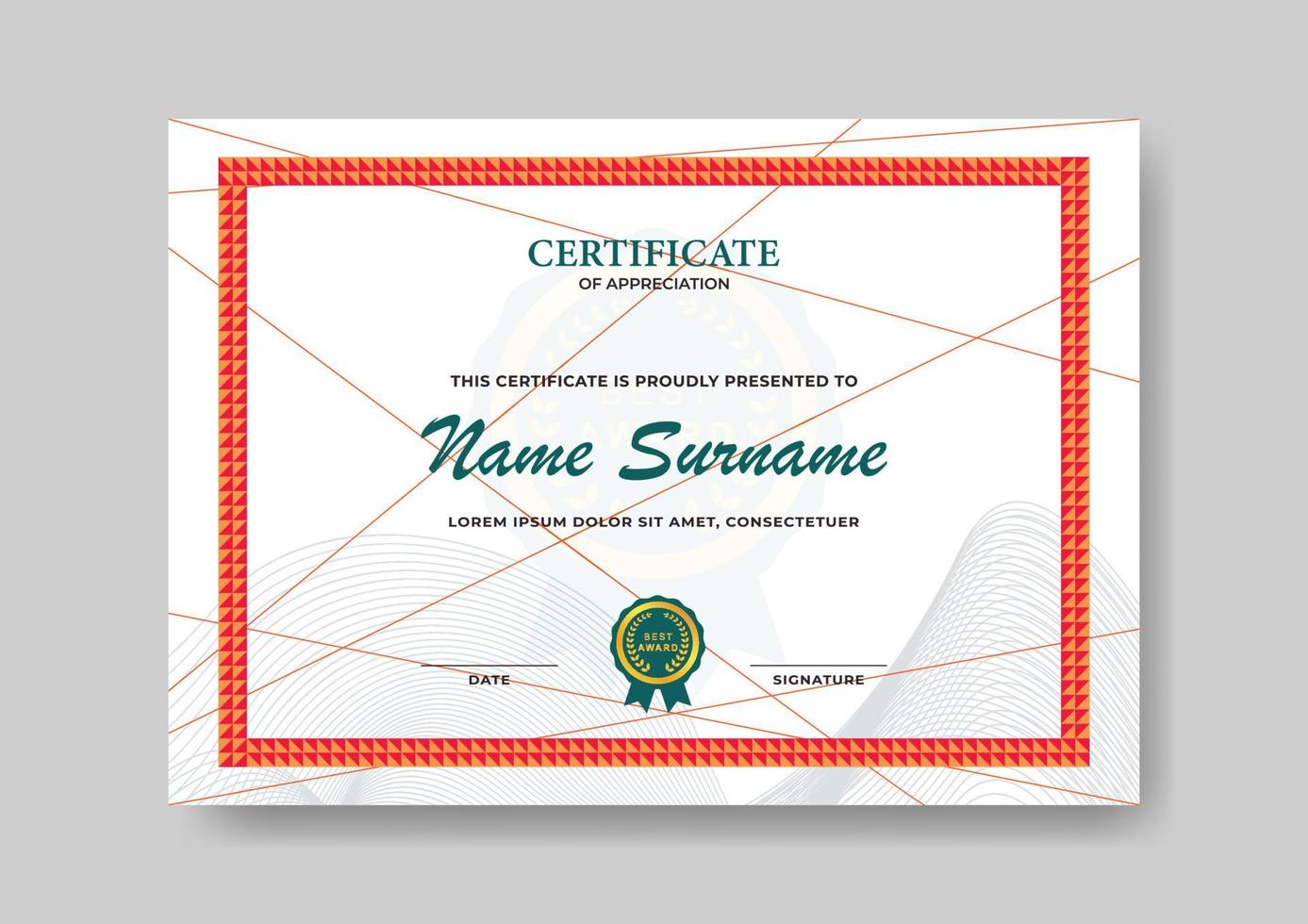 Elegant And Beautiful Certificate Template Design For  Corporate, Graduation, and Organization vector