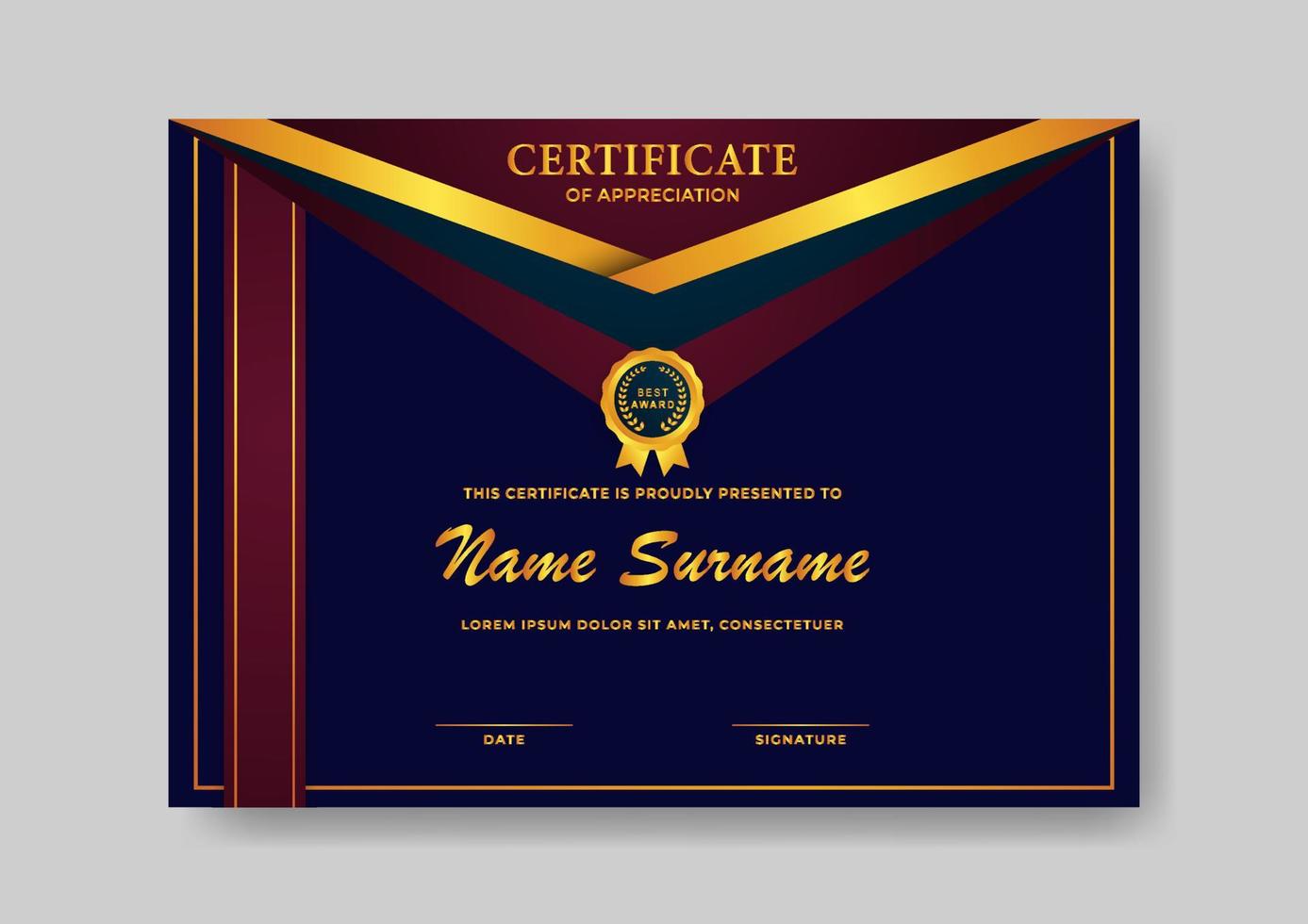 Elegant And Beautiful Certificate Template Design For  Corporate, Graduation, and Organization vector