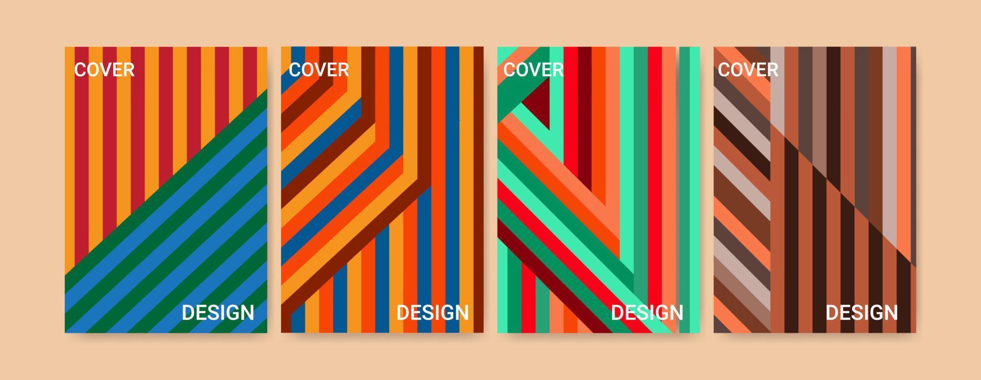 Set Of Geometrical Cover Design Template In A4 Size vector