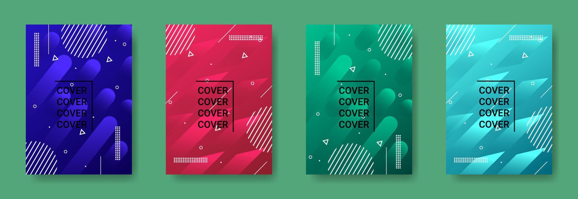 Set Of Geometrical Cover Background Template Design In A4 Size vector