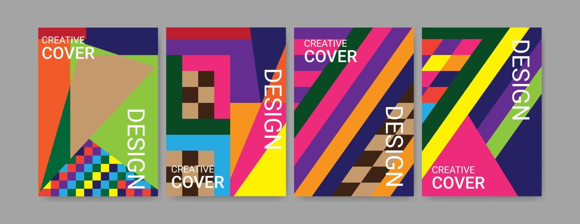 Set Of Geometrical Cover Design Template In A4 Size vector