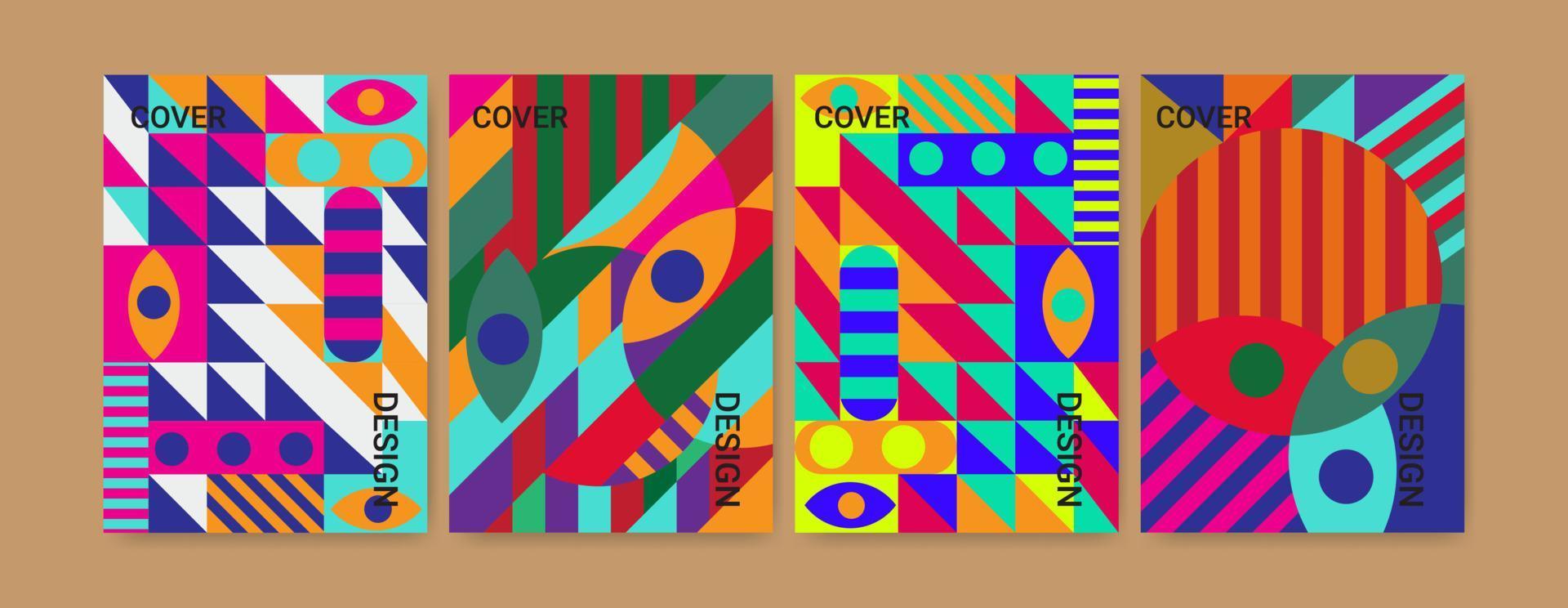 Set Of Geometrical Cover Design Template In A4 Size vector