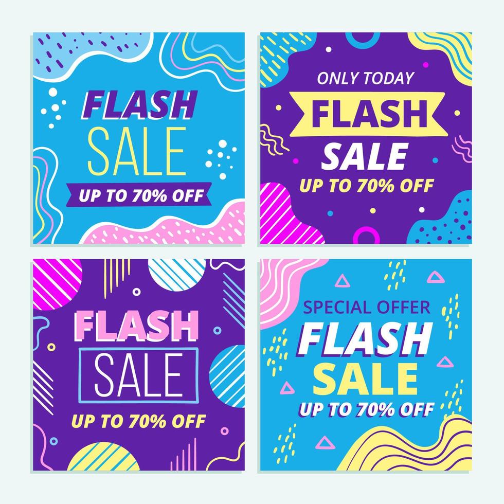 Flash Sale Social Media Post Design Template vector