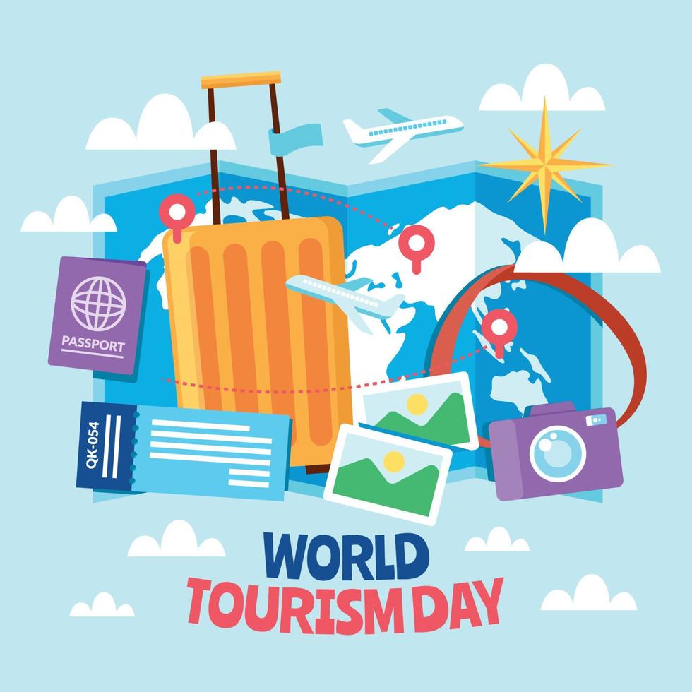 World Tourism Day Cartoon Concept vector