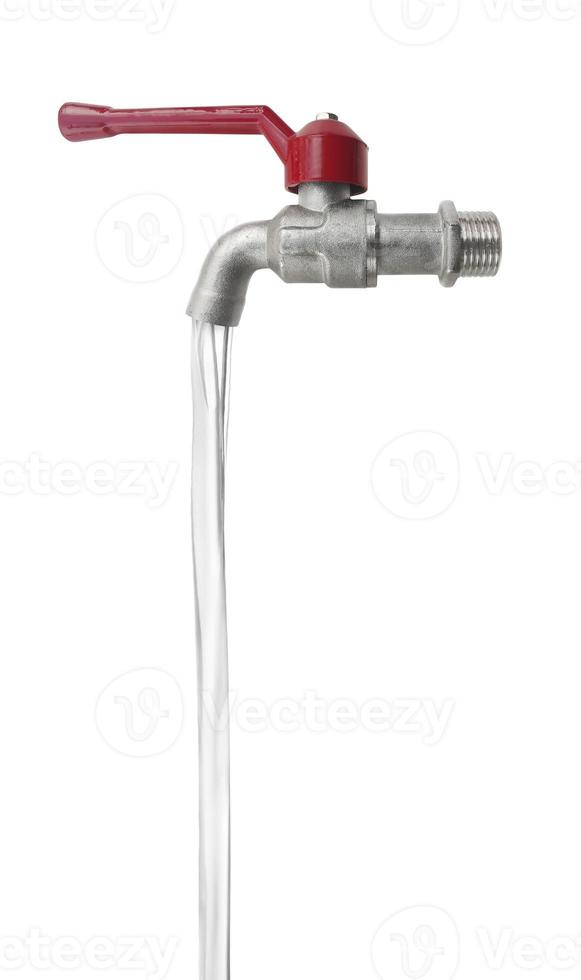 Using water from a faucet on a white background photo