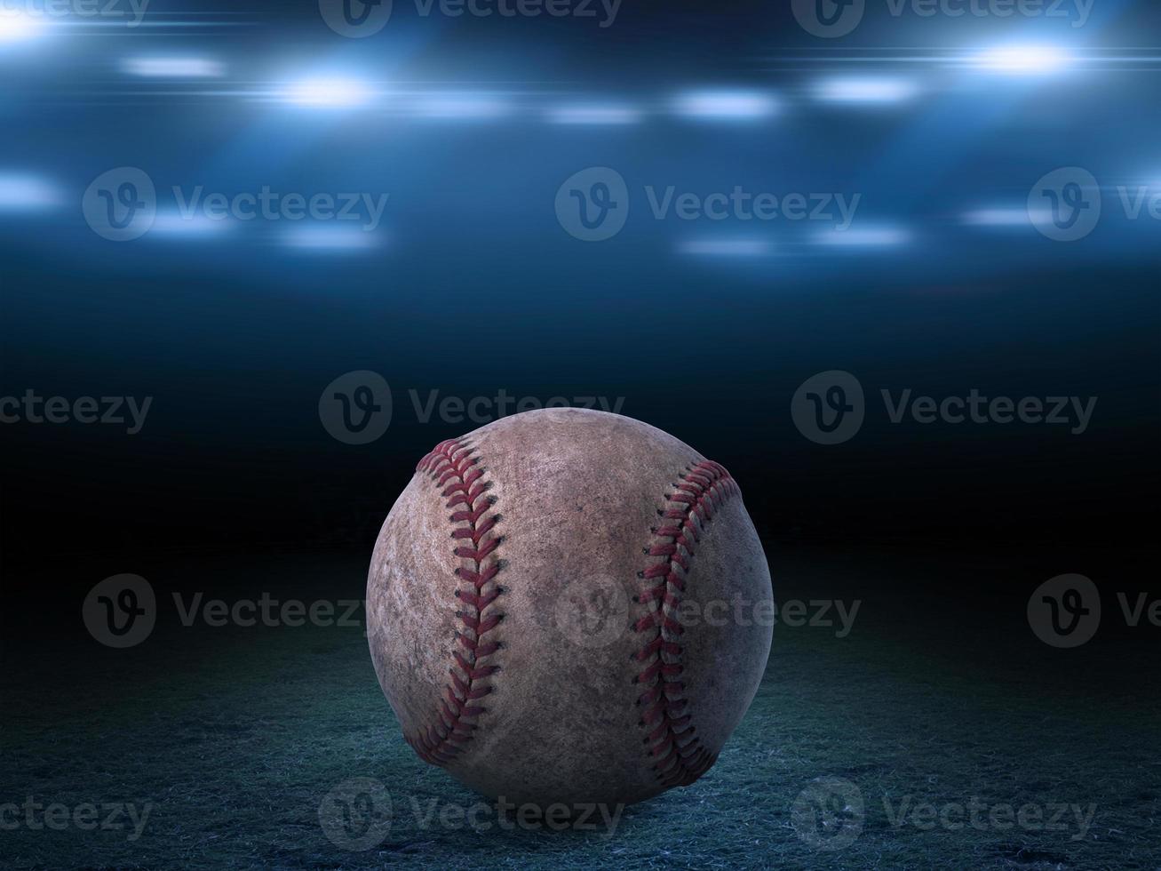 Sport stadium with baseball ball at night backdrop. for background advertisement photo