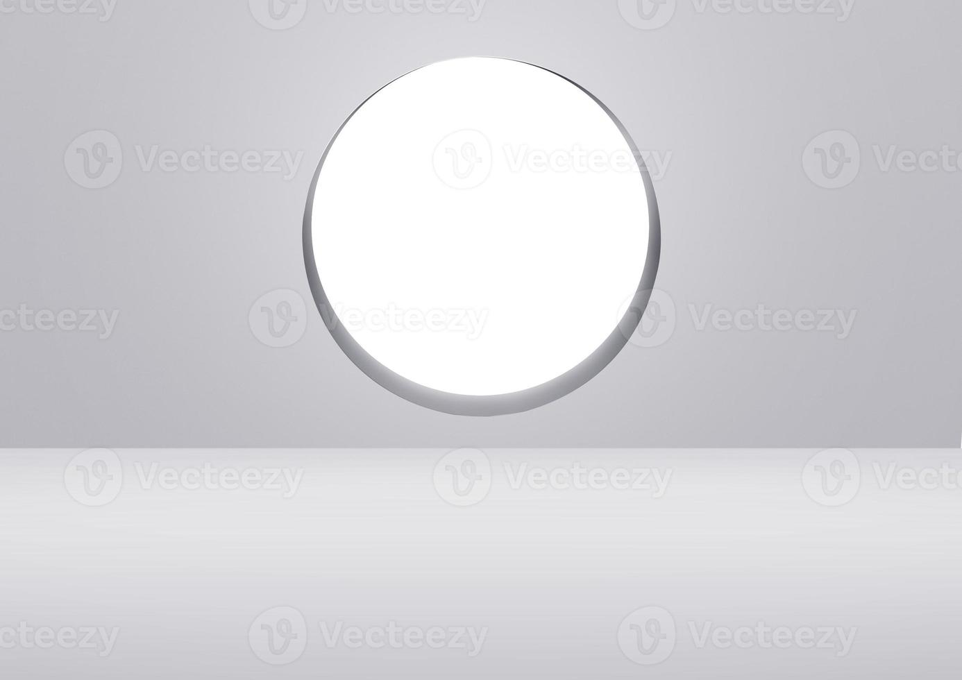 White clean empty architecture interior space room studio background circle display products minimalistic. 3d rendering photo