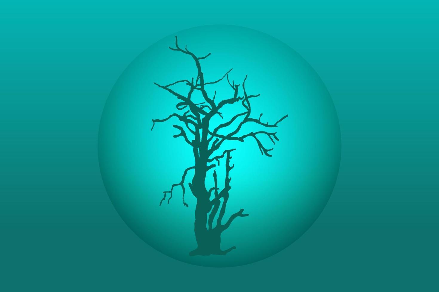 Dry tree silhouette vector with moonlight