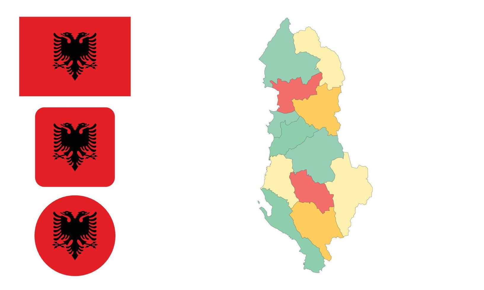 Map and flag of Albania vector