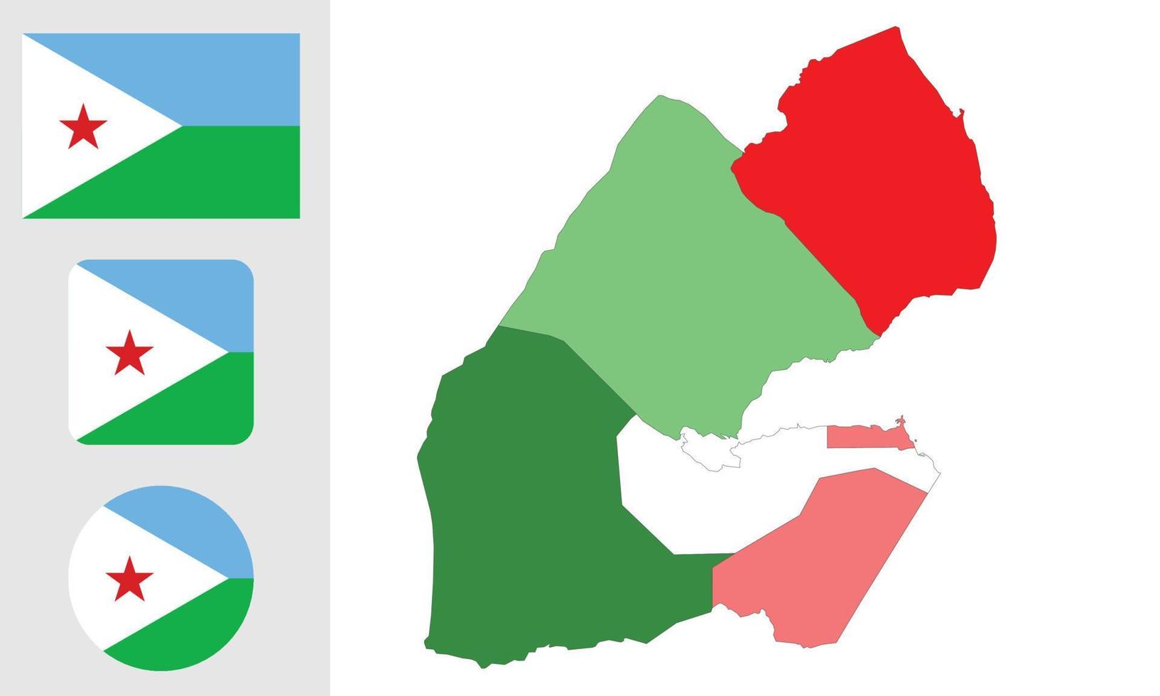 mapa y bandera de djibouti vector