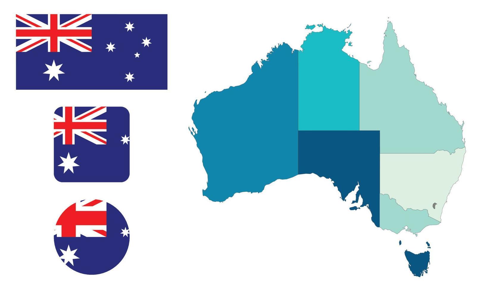 mapa y bandera de australia vector