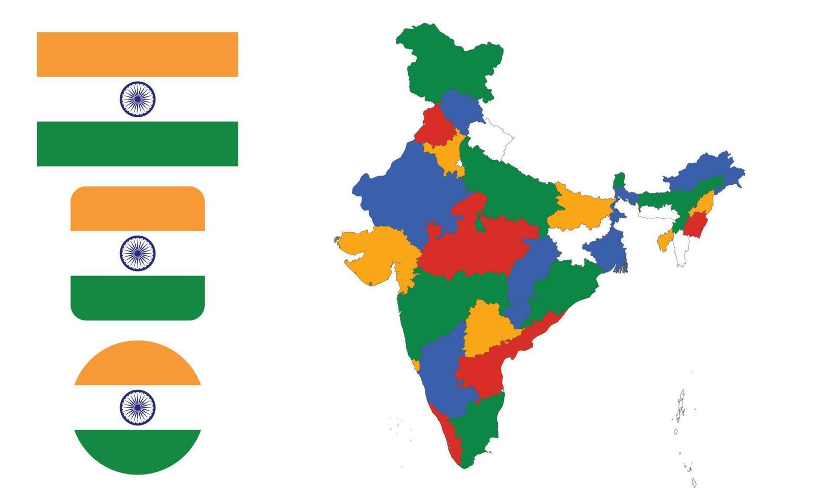 mapa y bandera de india vector