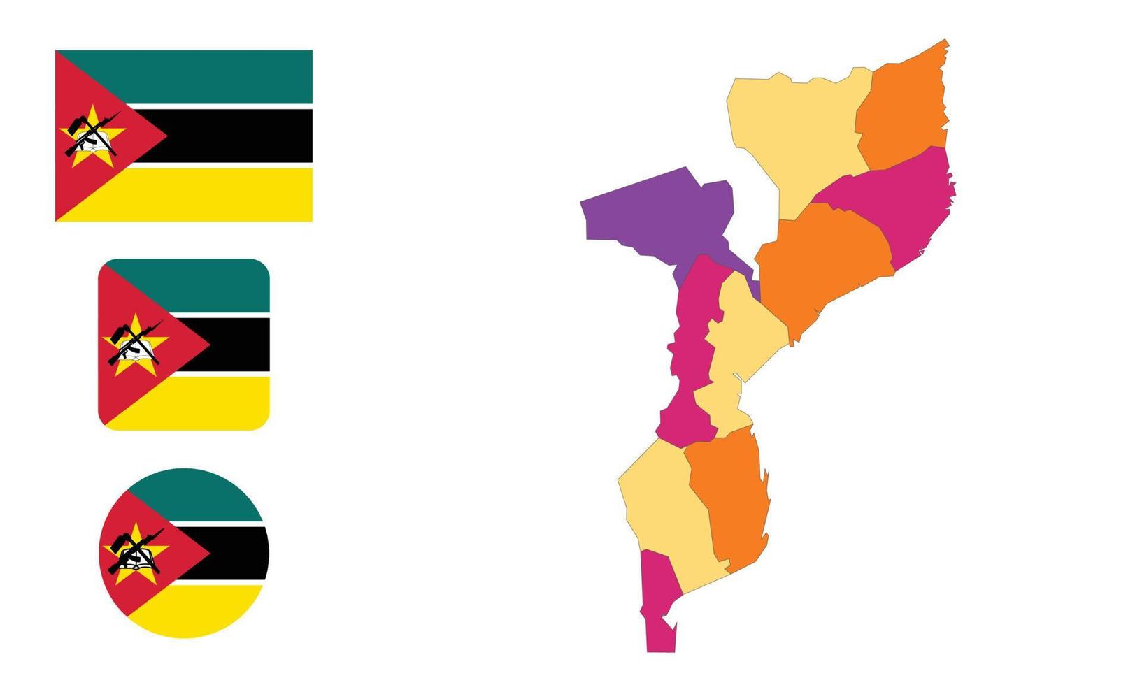 mapa y bandera de mozambique vector