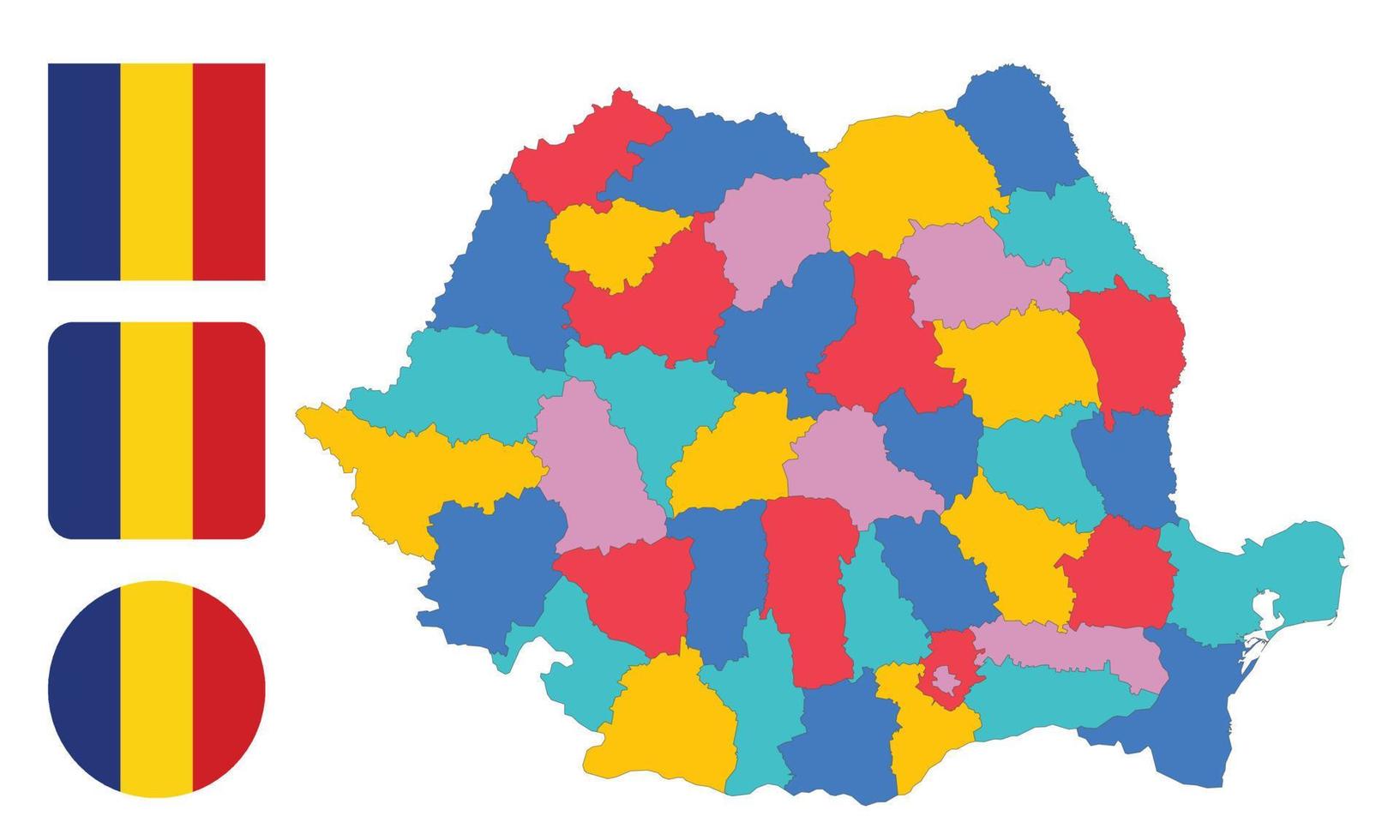 Map and flag of Romania vector