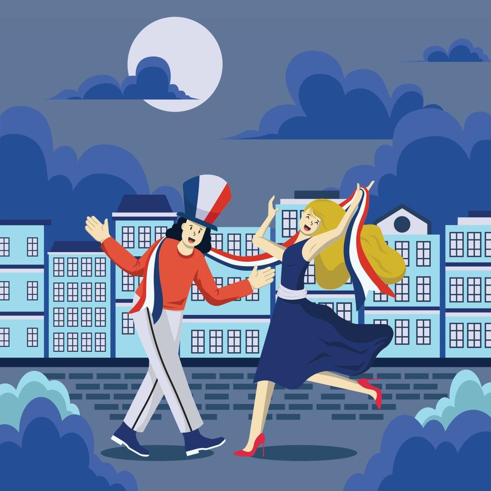 Bastille Day Concept with Dancing Couple vector