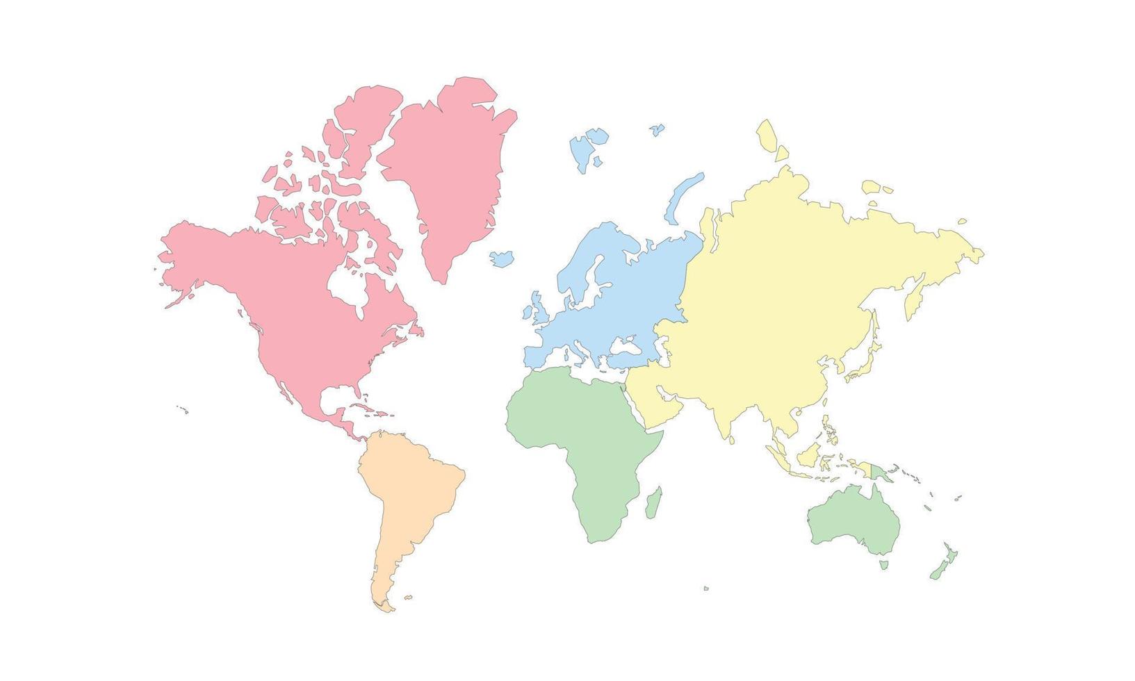 mapa y bandera de los continentes vector