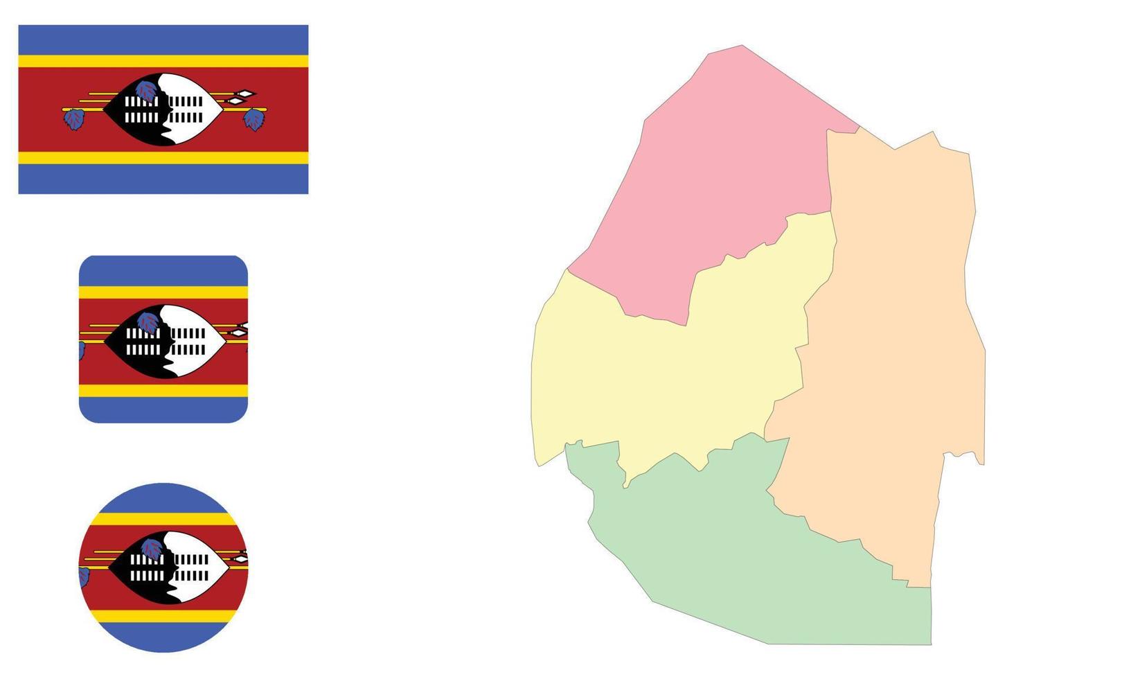 mapa y bandera de eswatini swazilandia vector