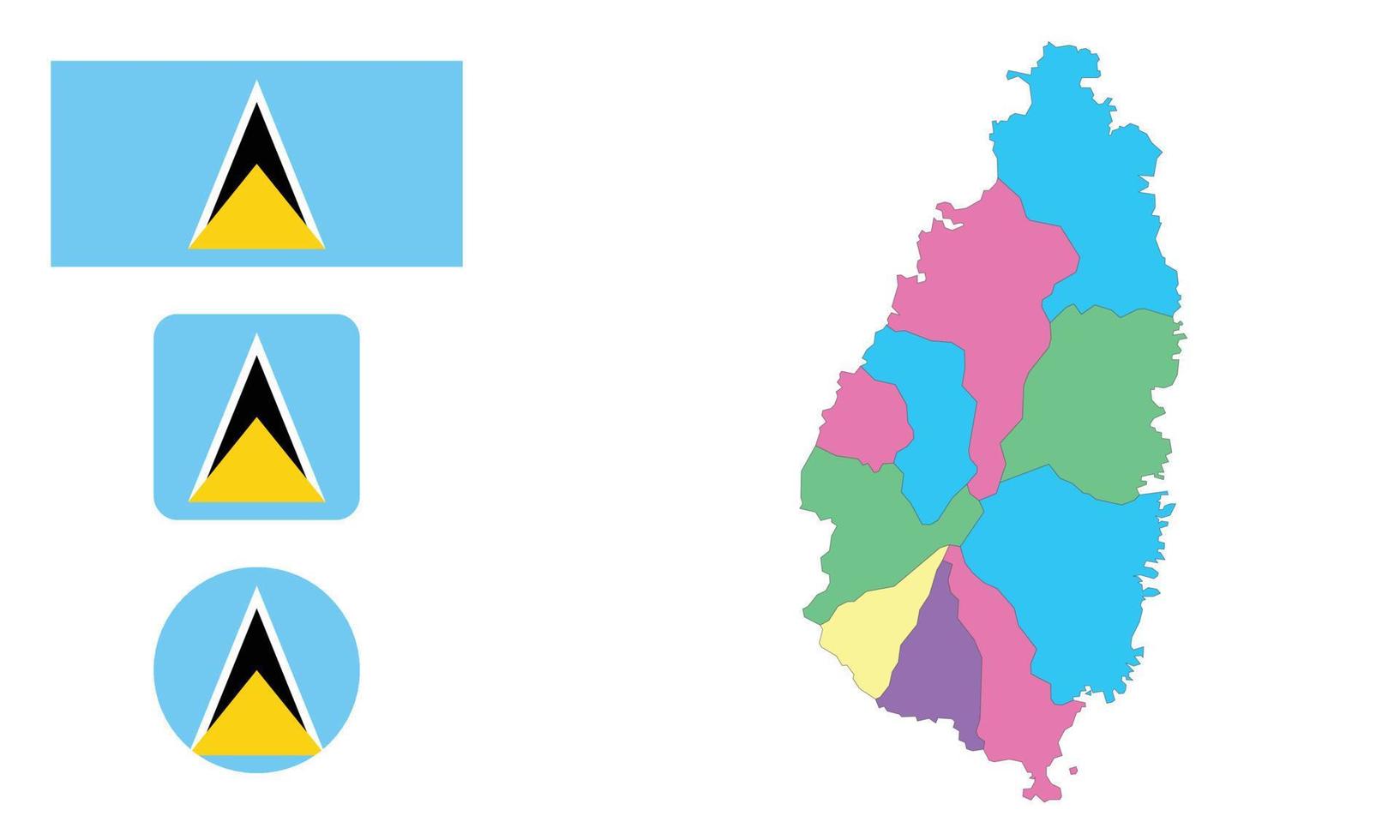 Map and flag of Saint Lucia vector