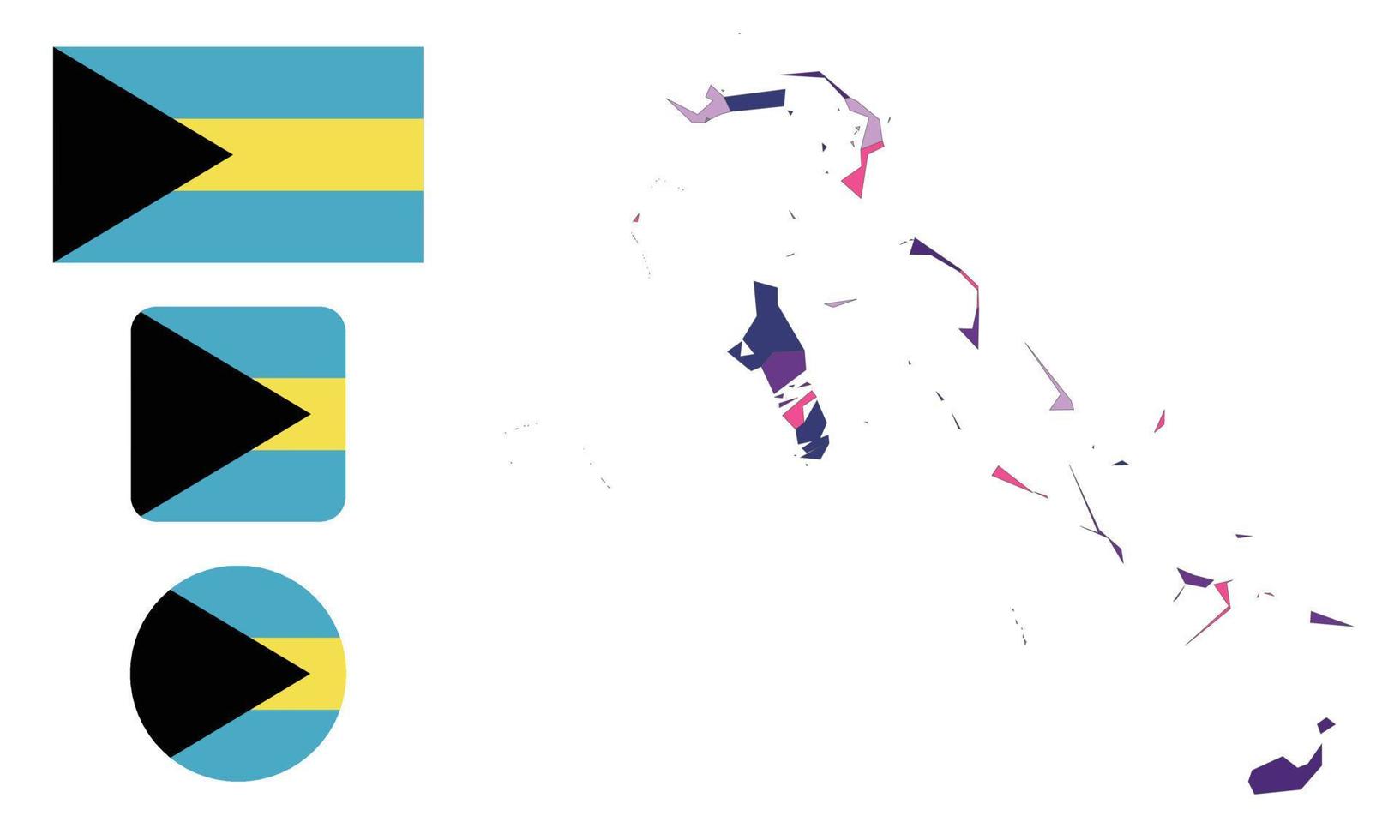mapa y bandera de bahamas vector
