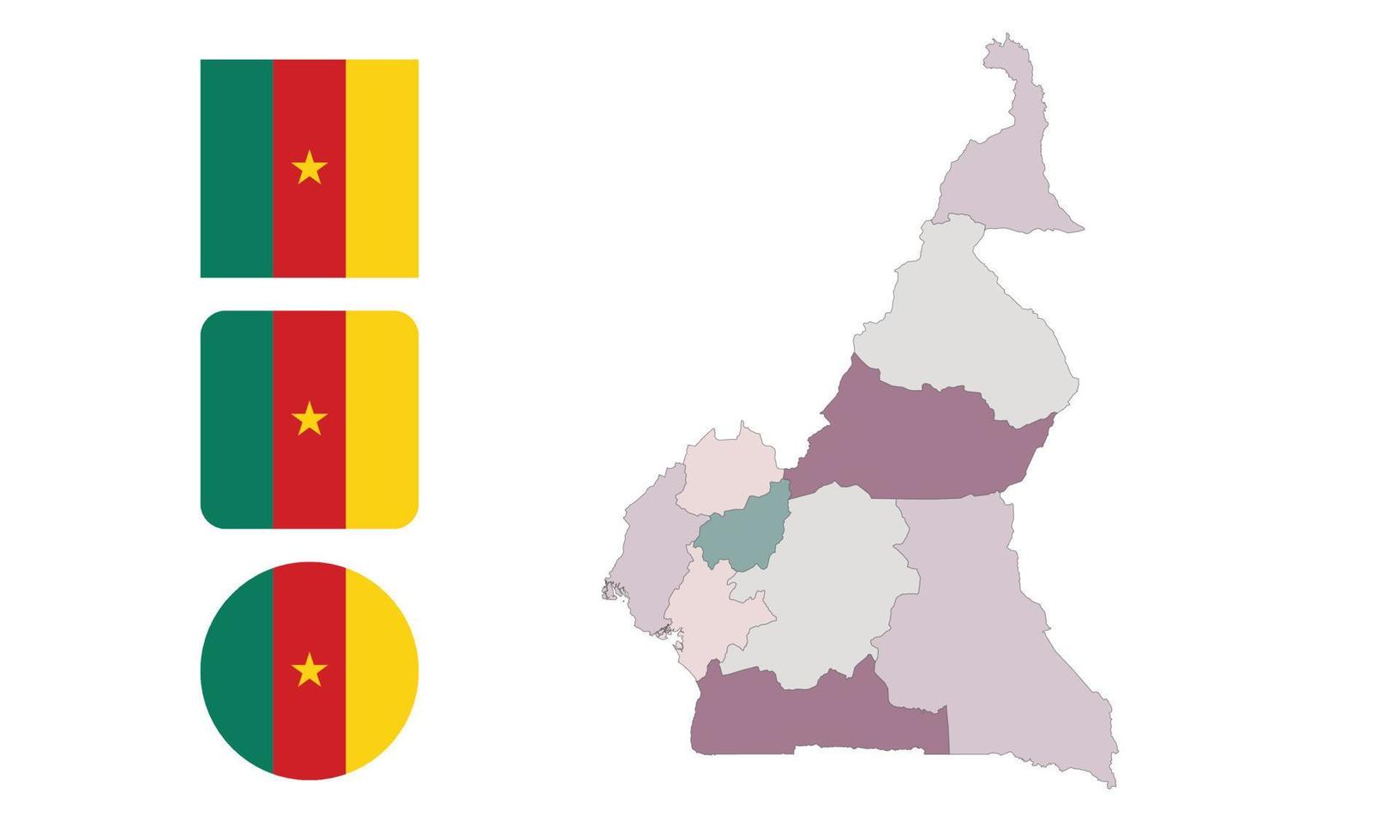 mapa y bandera de camerun vector