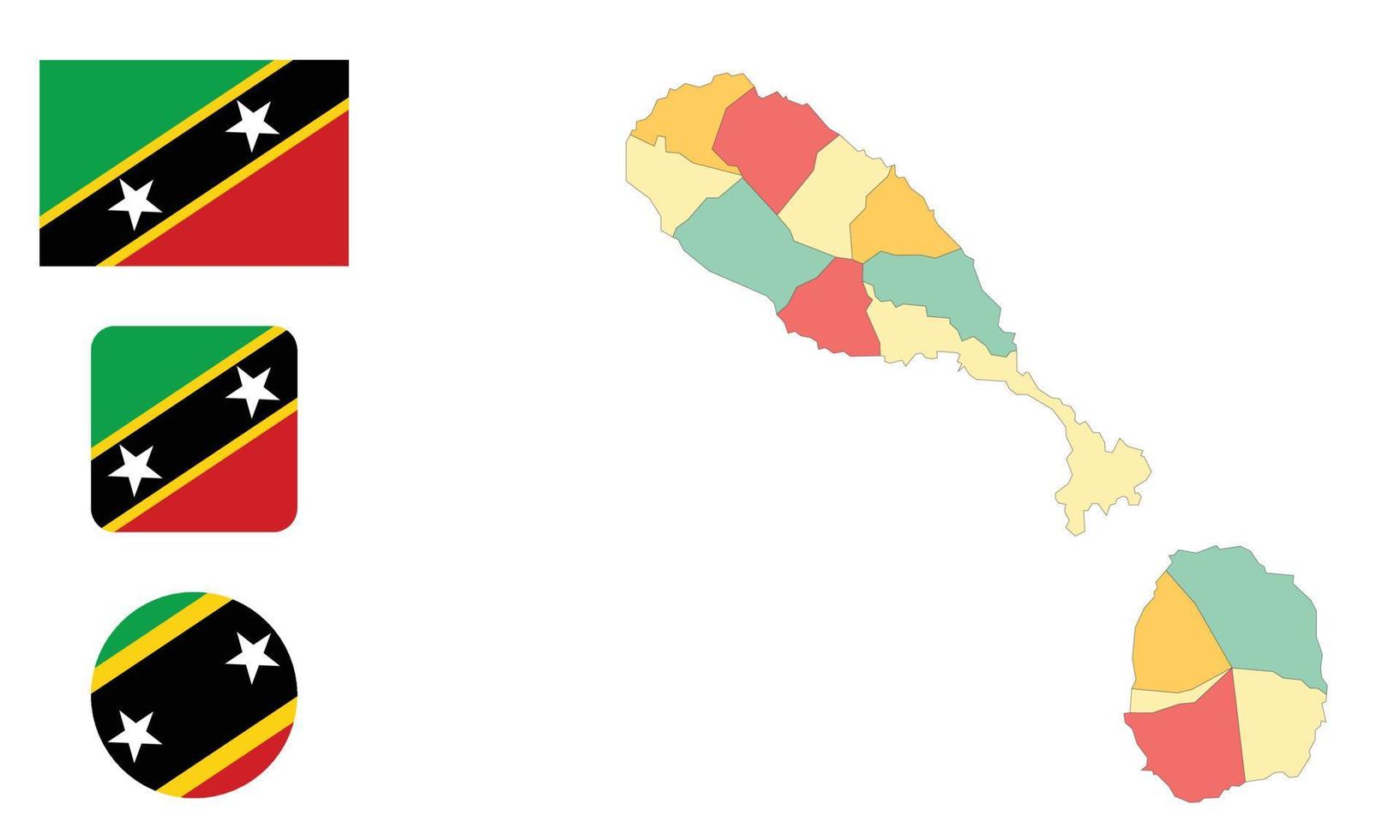 Map and flag of Saint Kitts and Nevis vector
