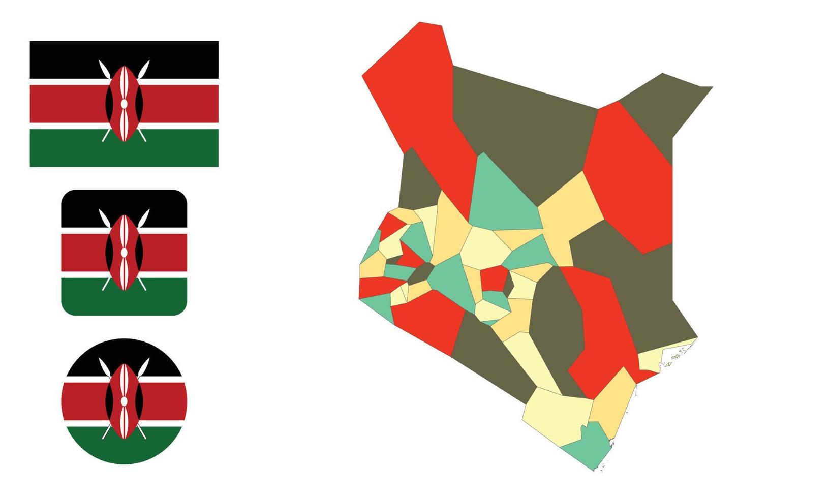 mapa y bandera de Kenia vector