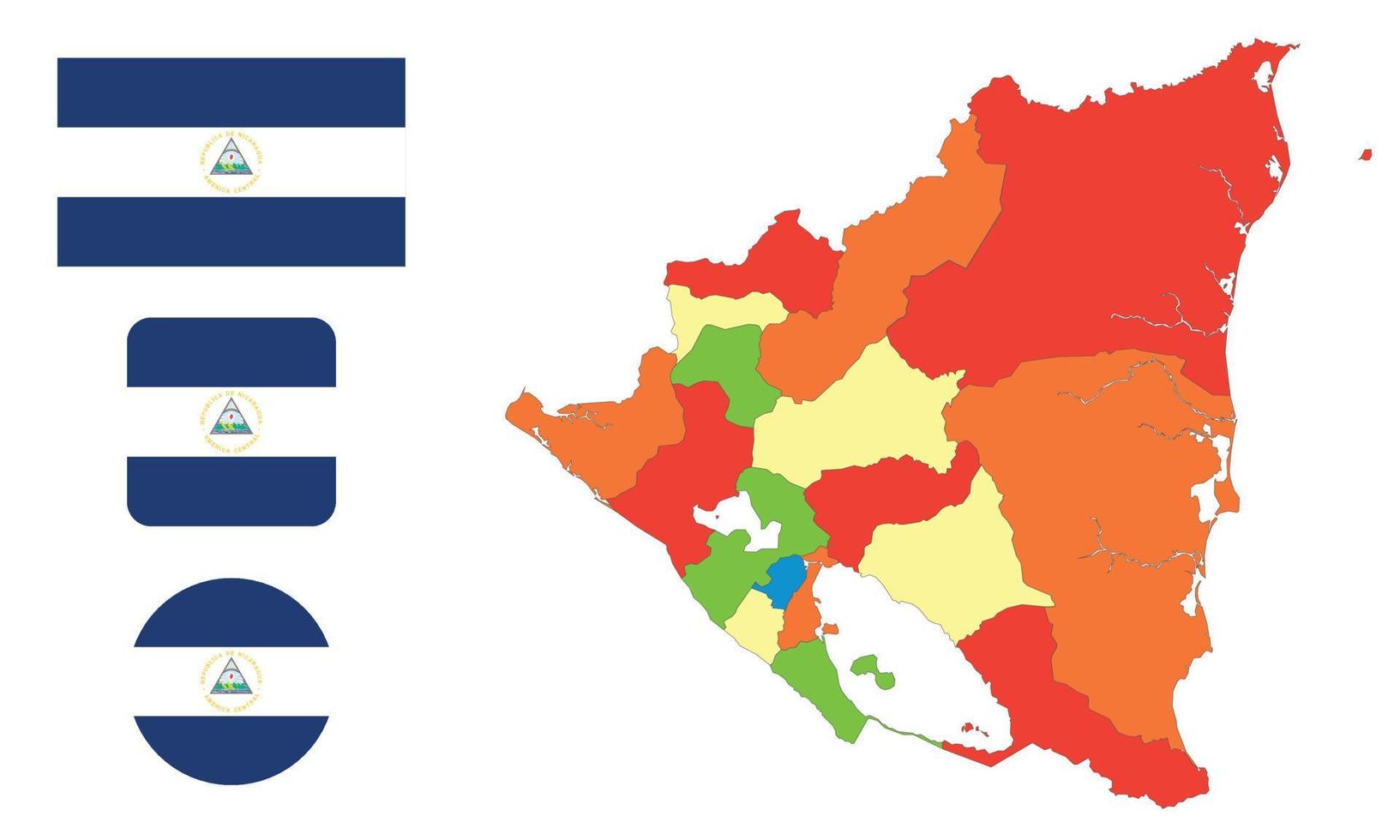 mapa y bandera de nicaragua vector