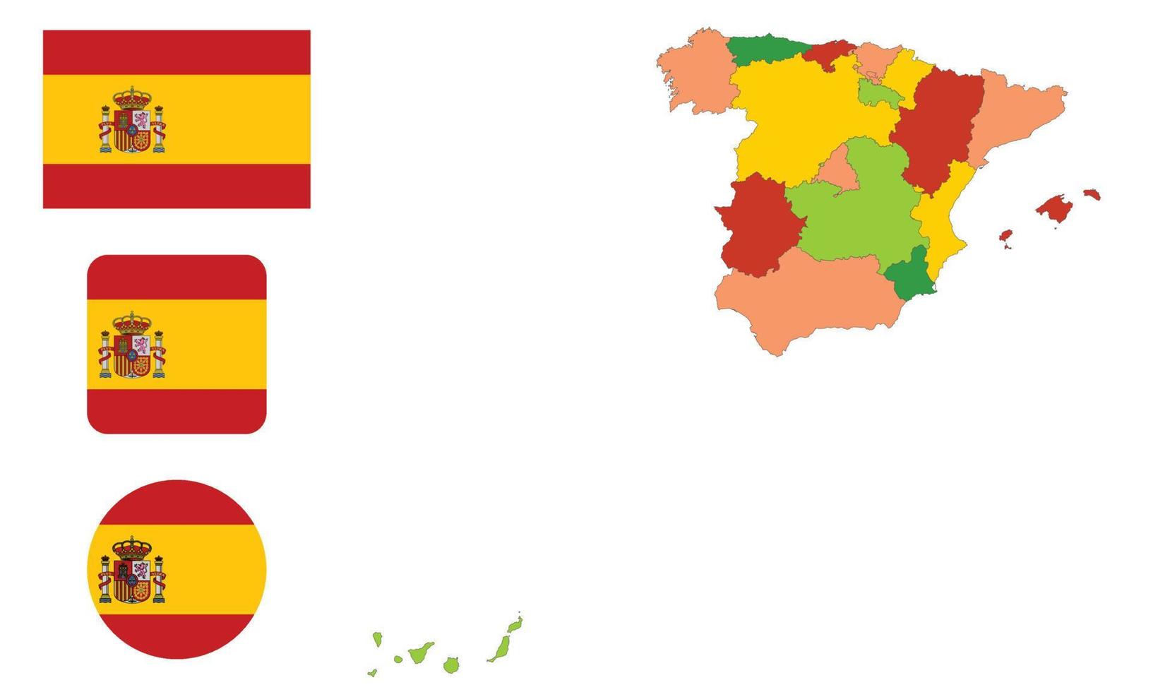 mapa y bandera de españa vector