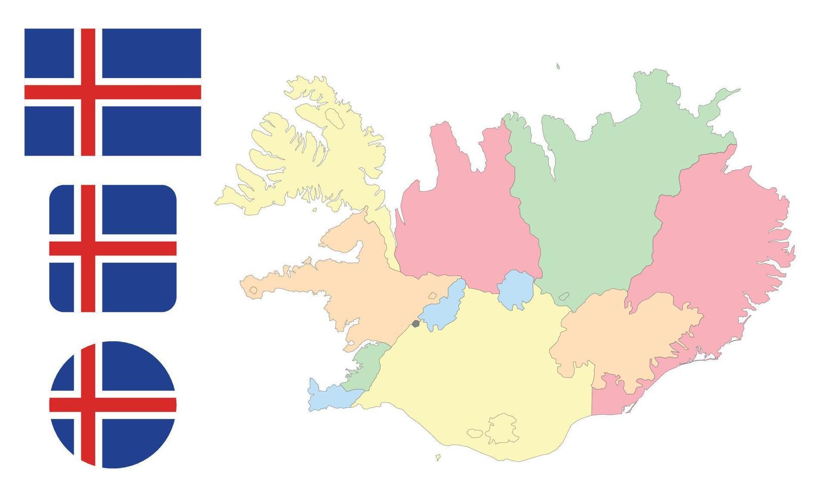 mapa y bandera de islandia vector