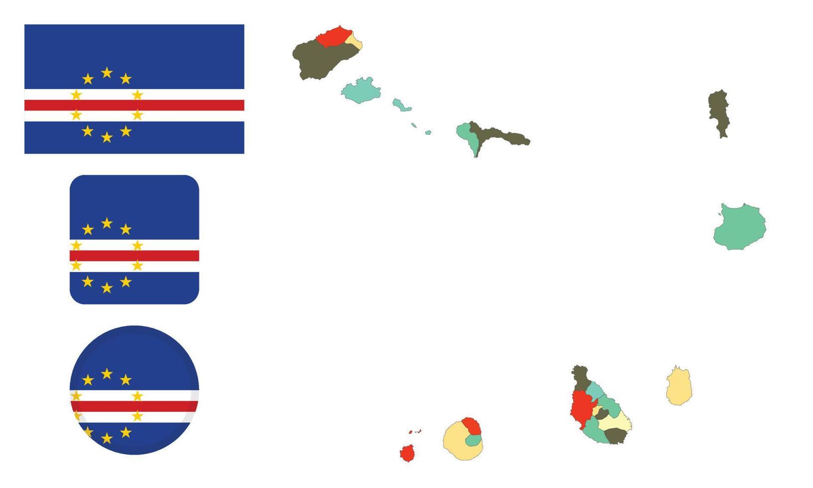 mapa y bandera de cabo verde vector