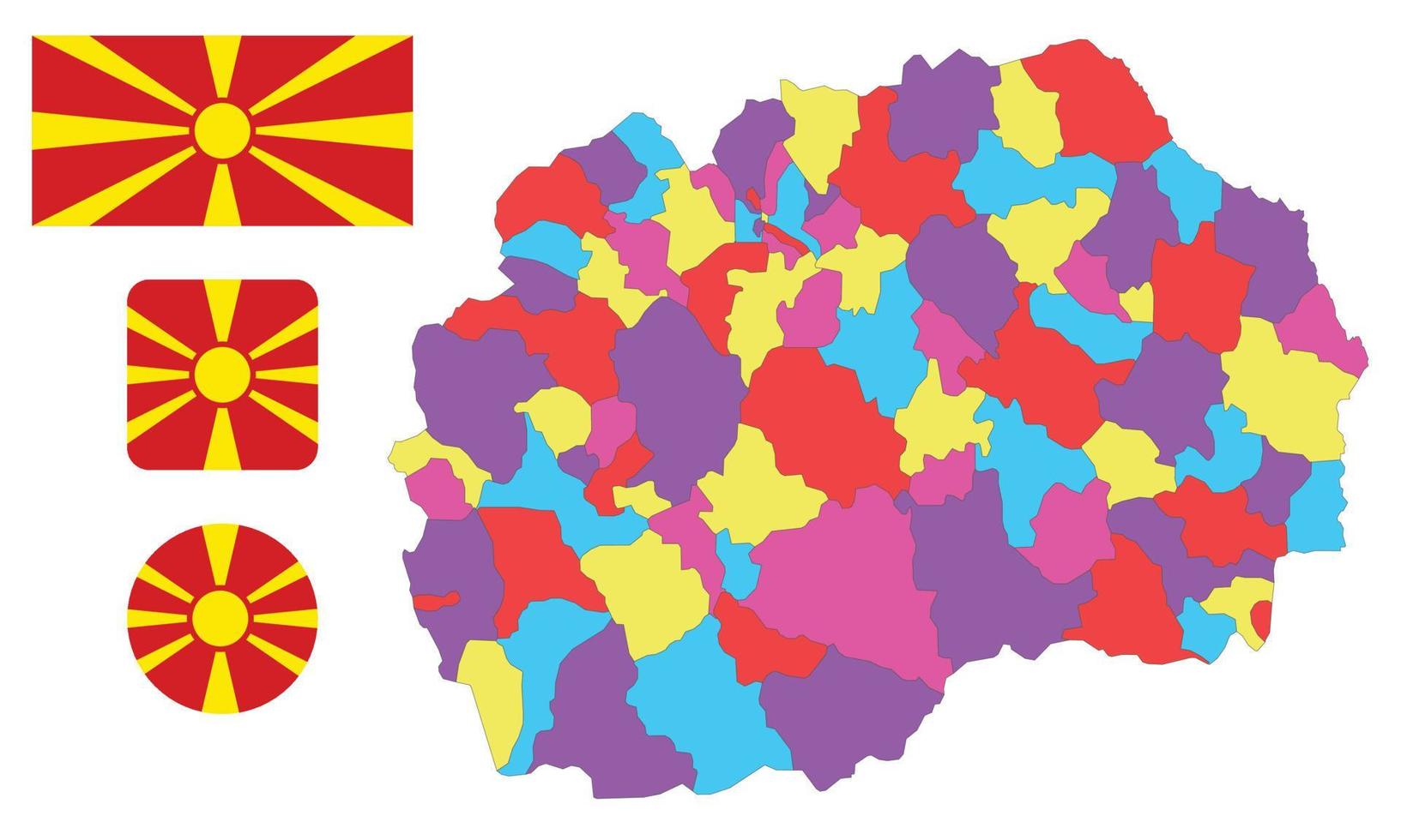 mapa y bandera de macedonia vector