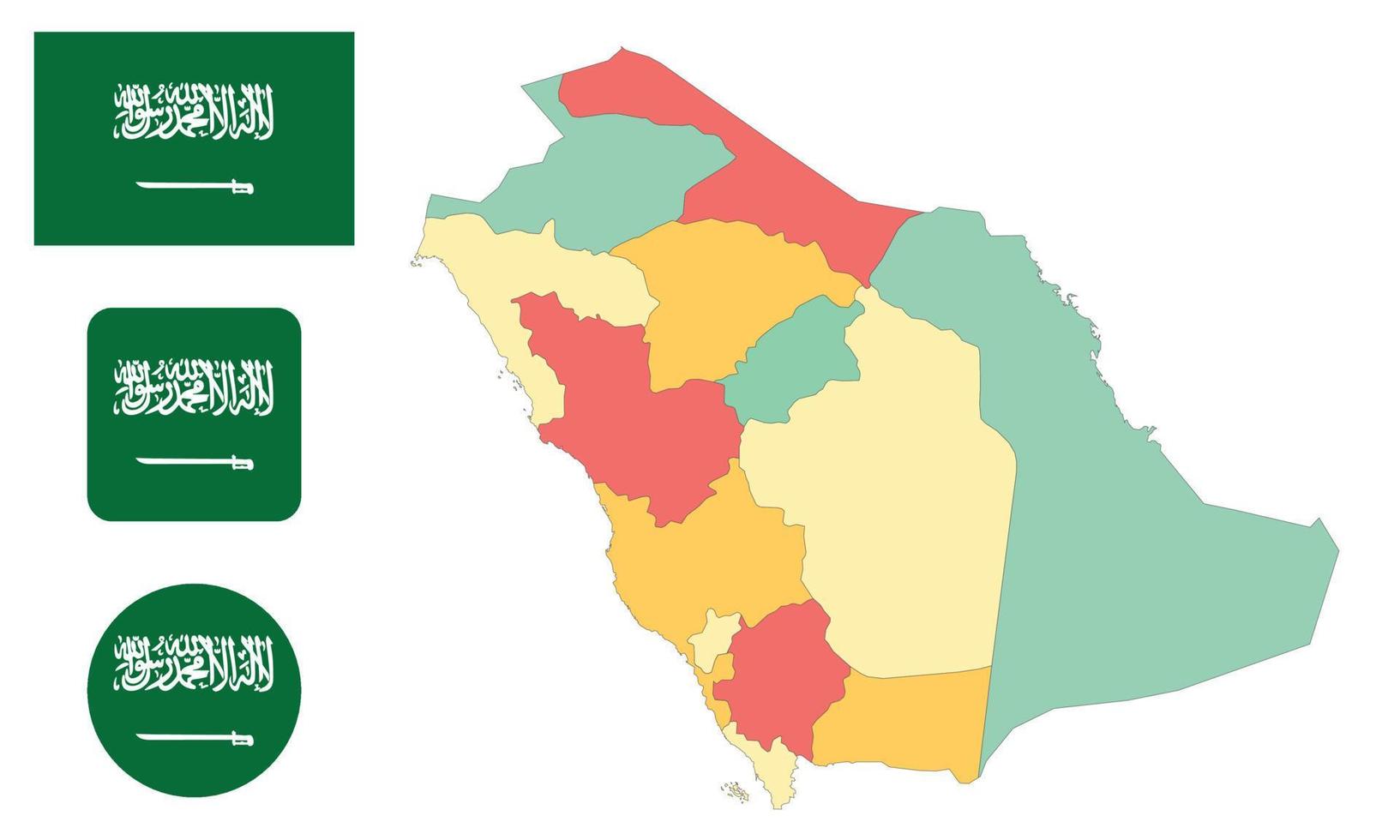 mapa y bandera de arabia saudita vector