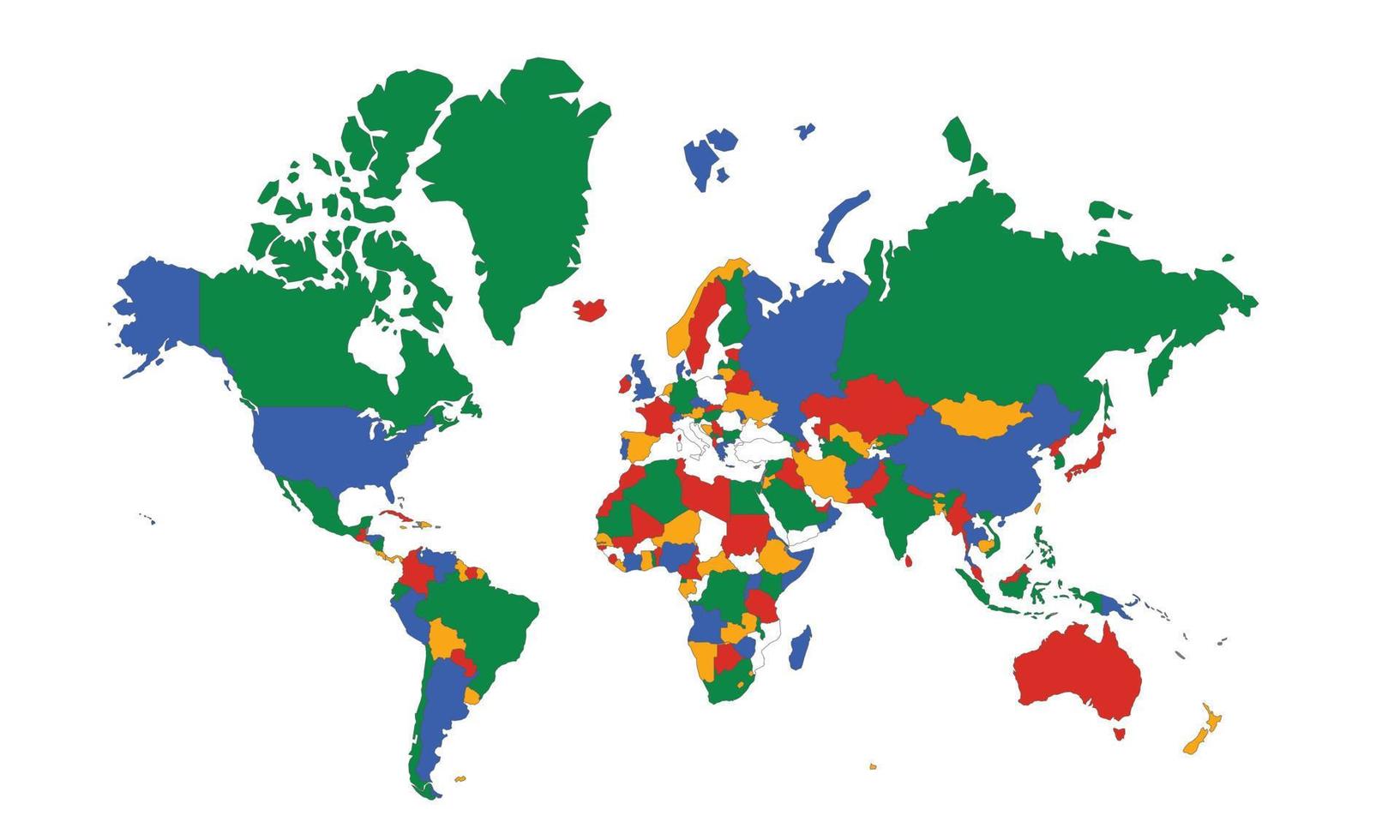 mapa y bandera del mundo, continentes vector