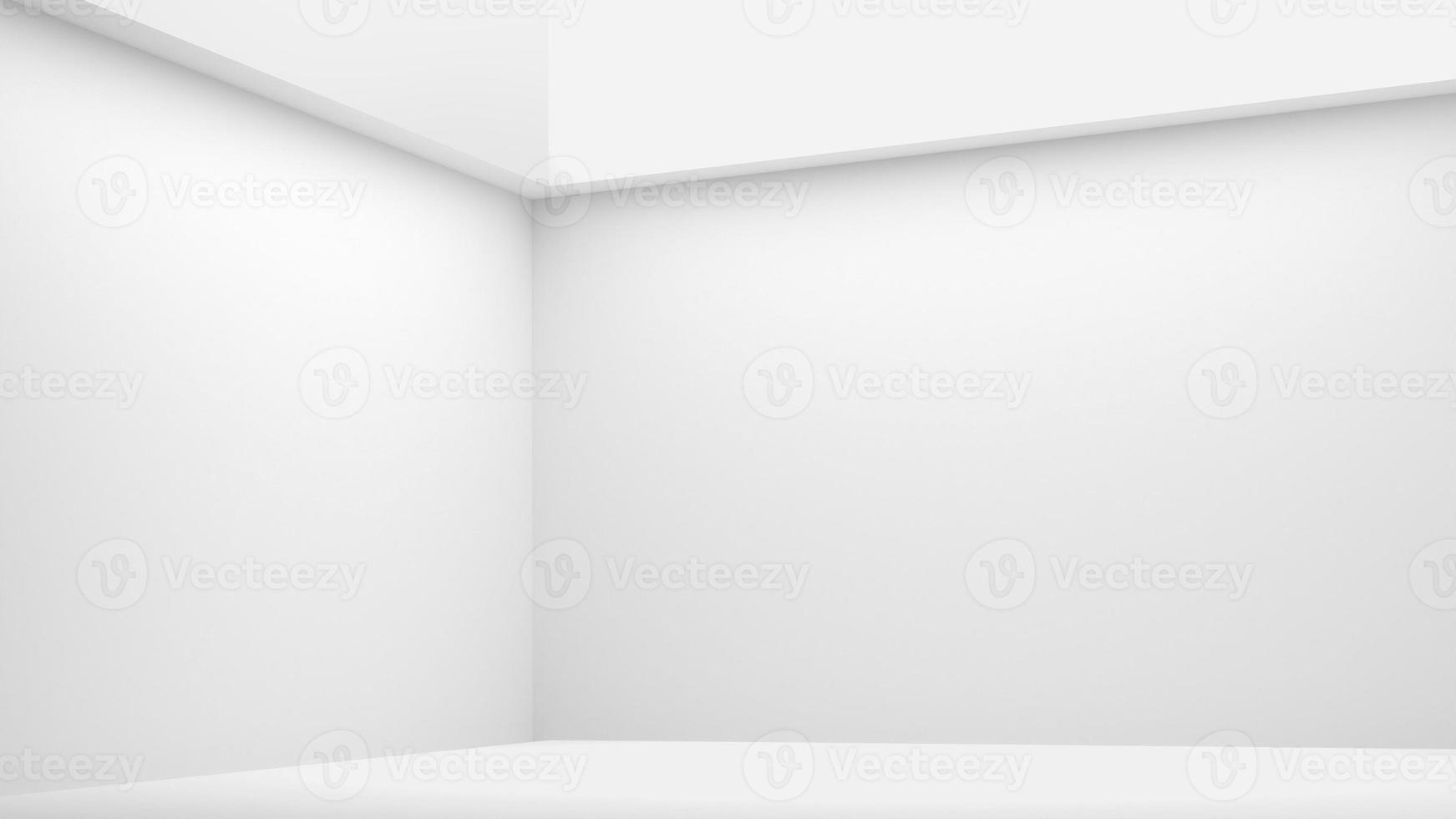 Empty room with white walls, floor and ceiling and with opening in ceiling for lighting, 3D render photo