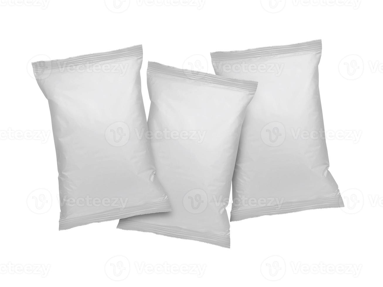 White foil food package mockup, template for design use photo