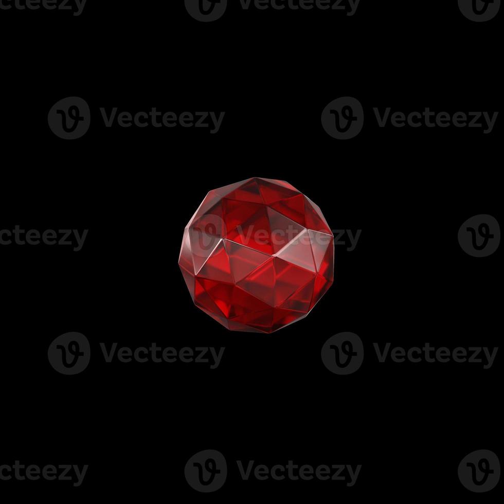 3D render, emerald red crystal on black background, gems, natural nuggets, mysterious accessories photo