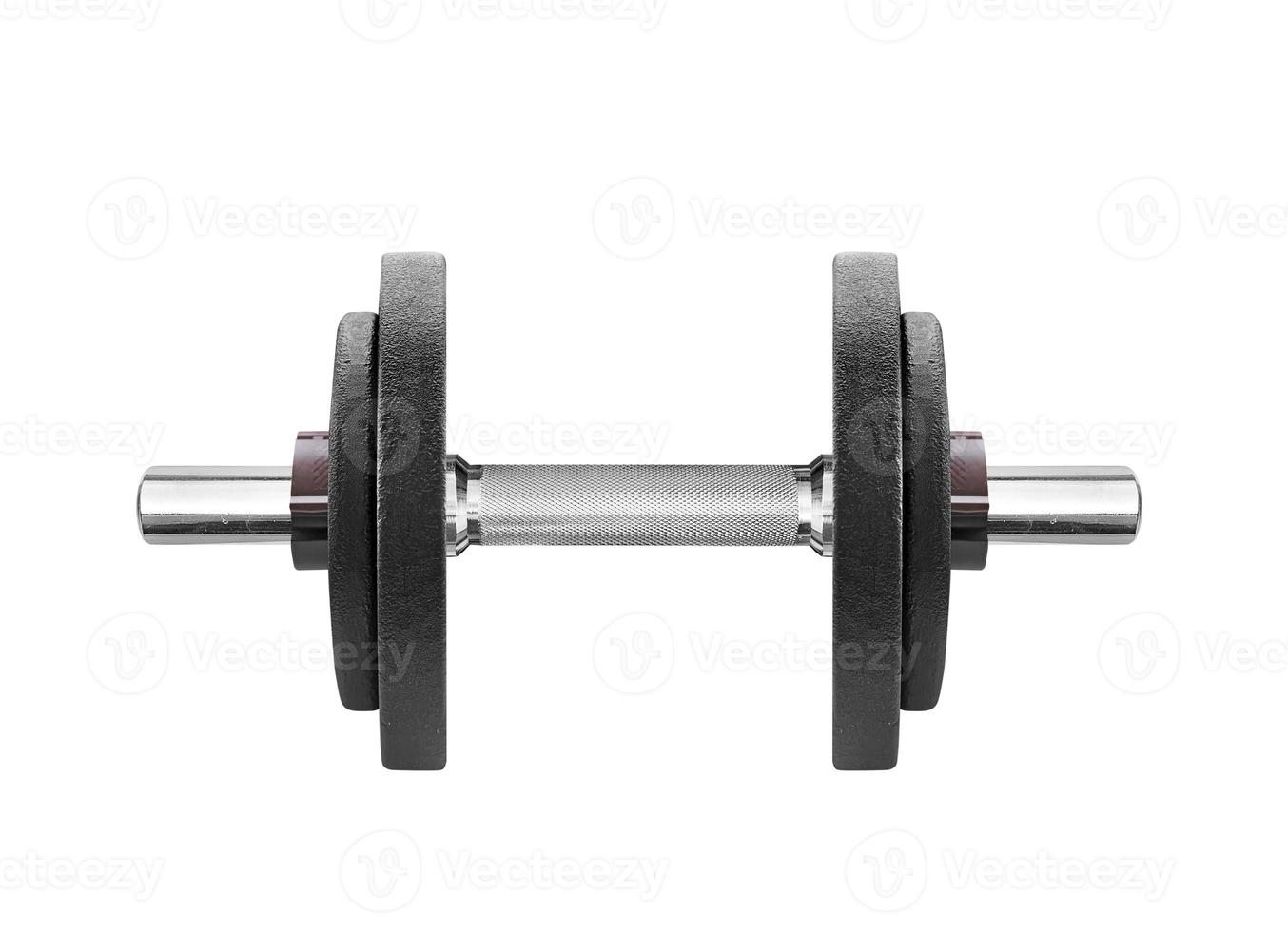 black dumbbell in on a white background photo