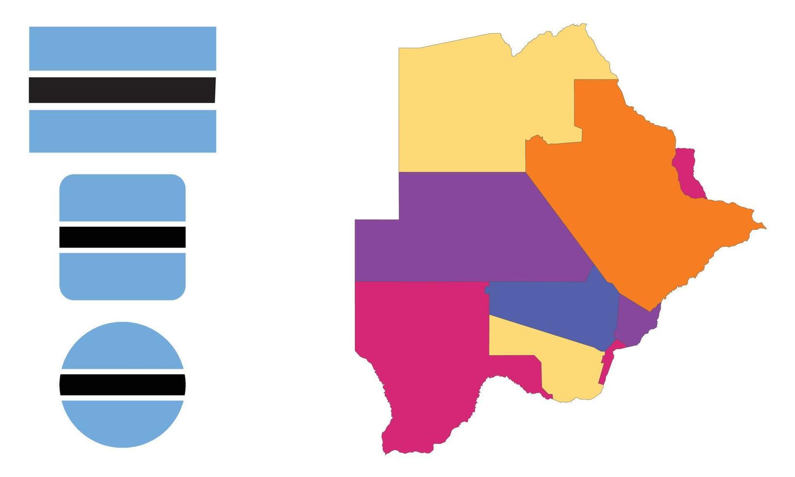 mapa y bandera de botswana vector