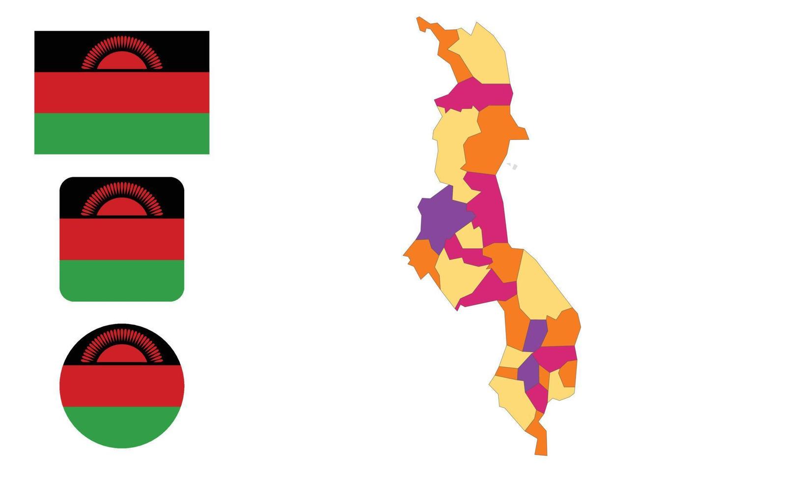 mapa y bandera de malawi vector