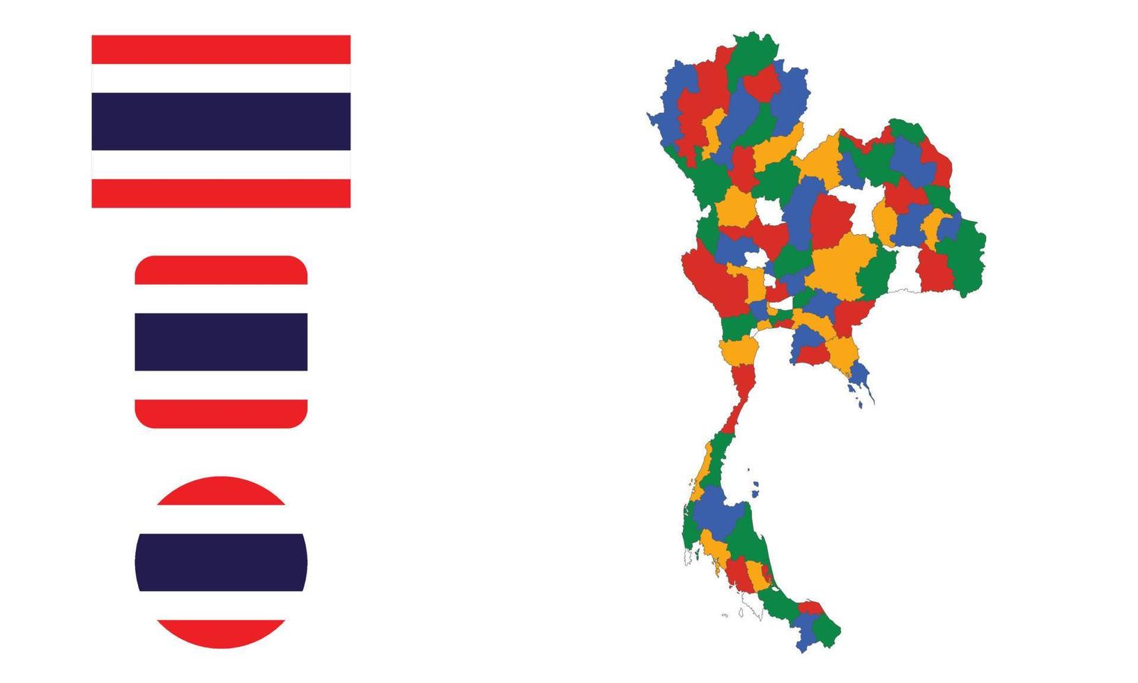 mapa y bandera de tailandia vector