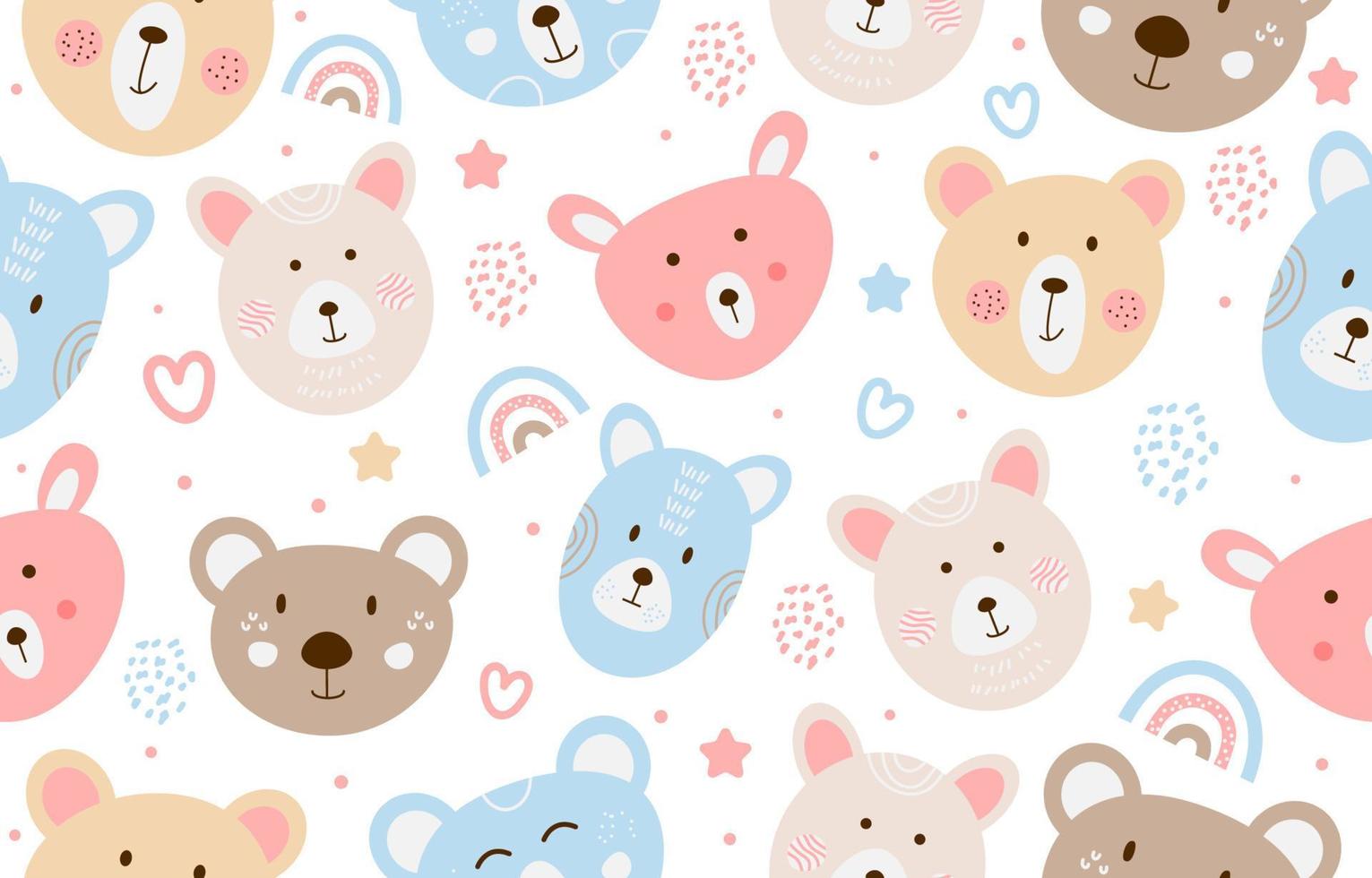 Colorful Teddy Bear Seamless Pattern vector