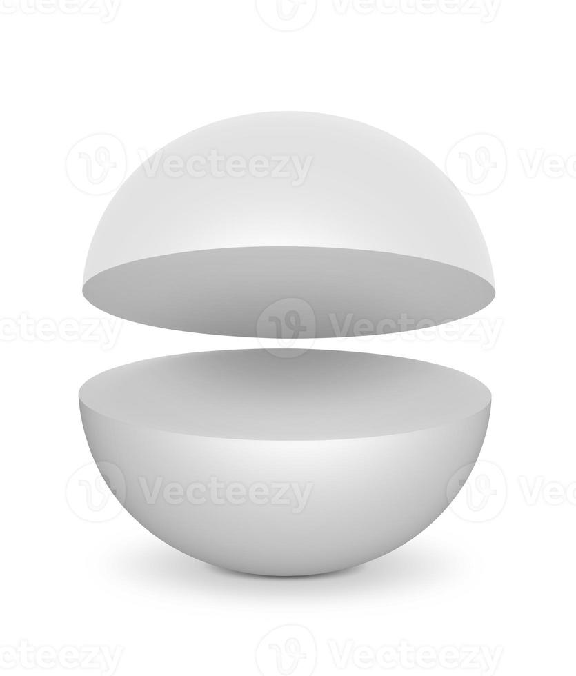 White Semi Sphere Mockup on white background. 3D render photo