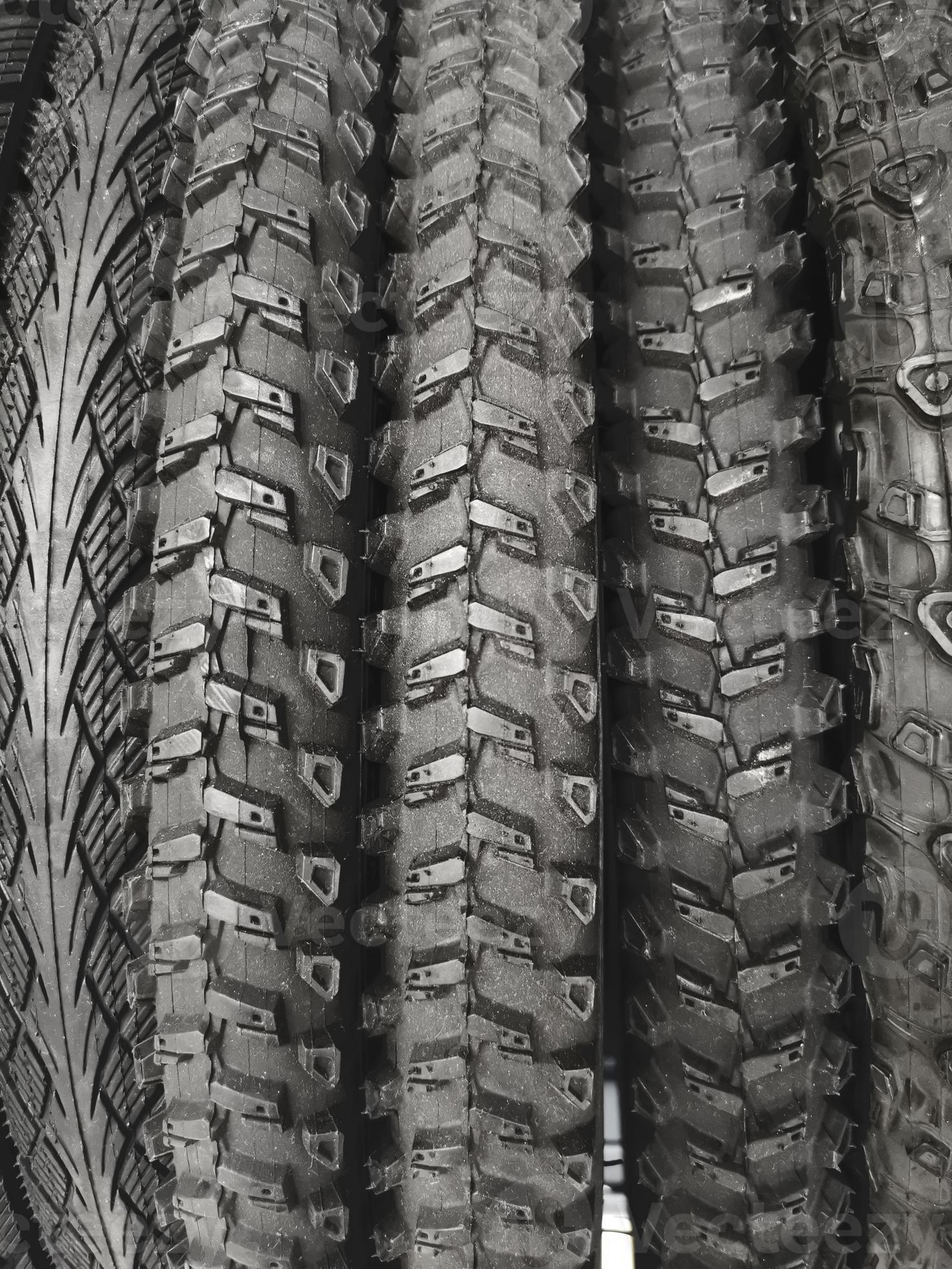 Bicycle tires of different tread patterns 8211797 Stock Photo at Vecteezy