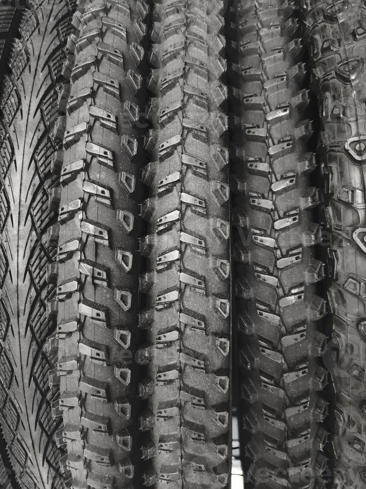 Bicycle tires of different tread patterns 8211797 Stock Photo at Vecteezy