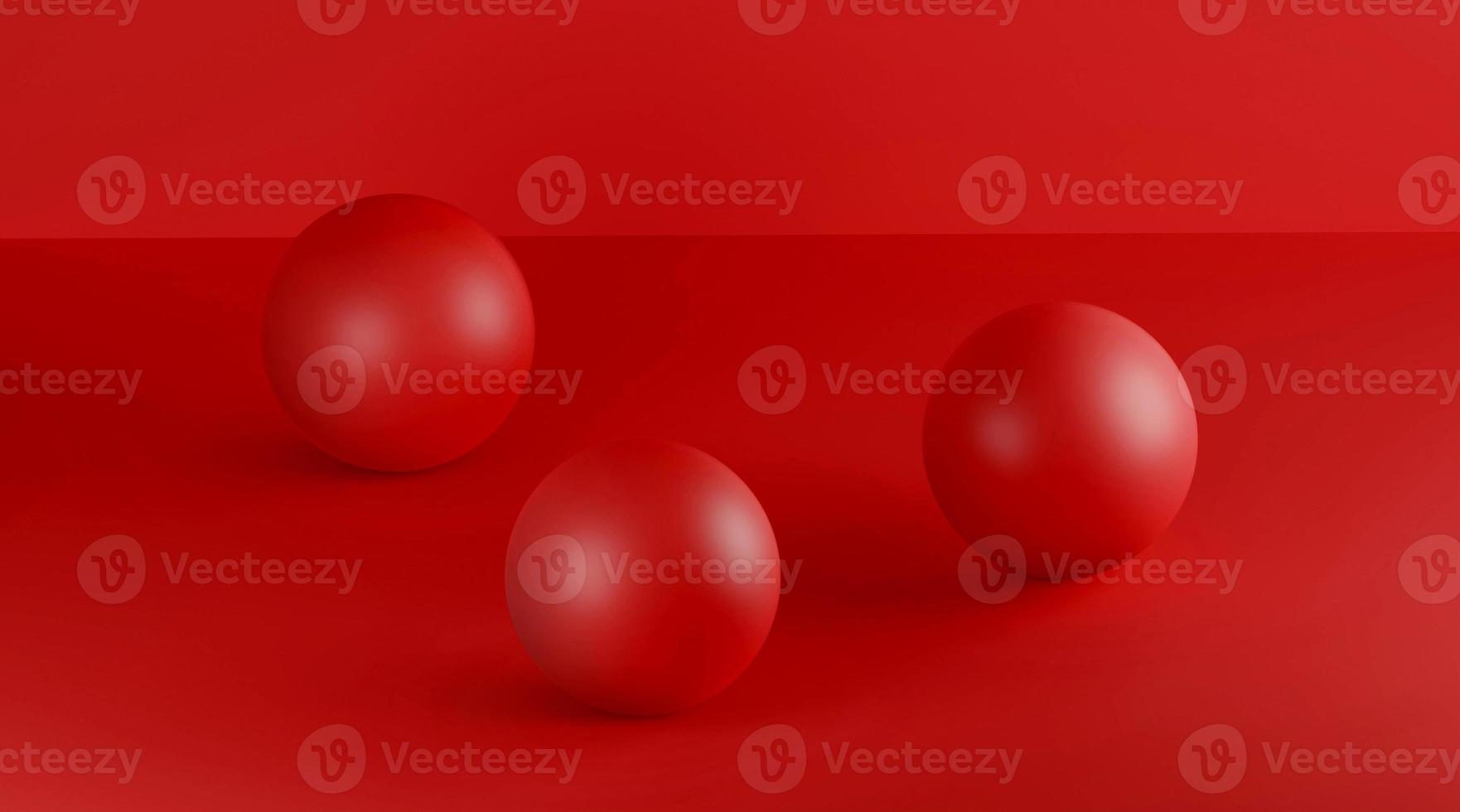 Red spheres on red room background. 3d render photo