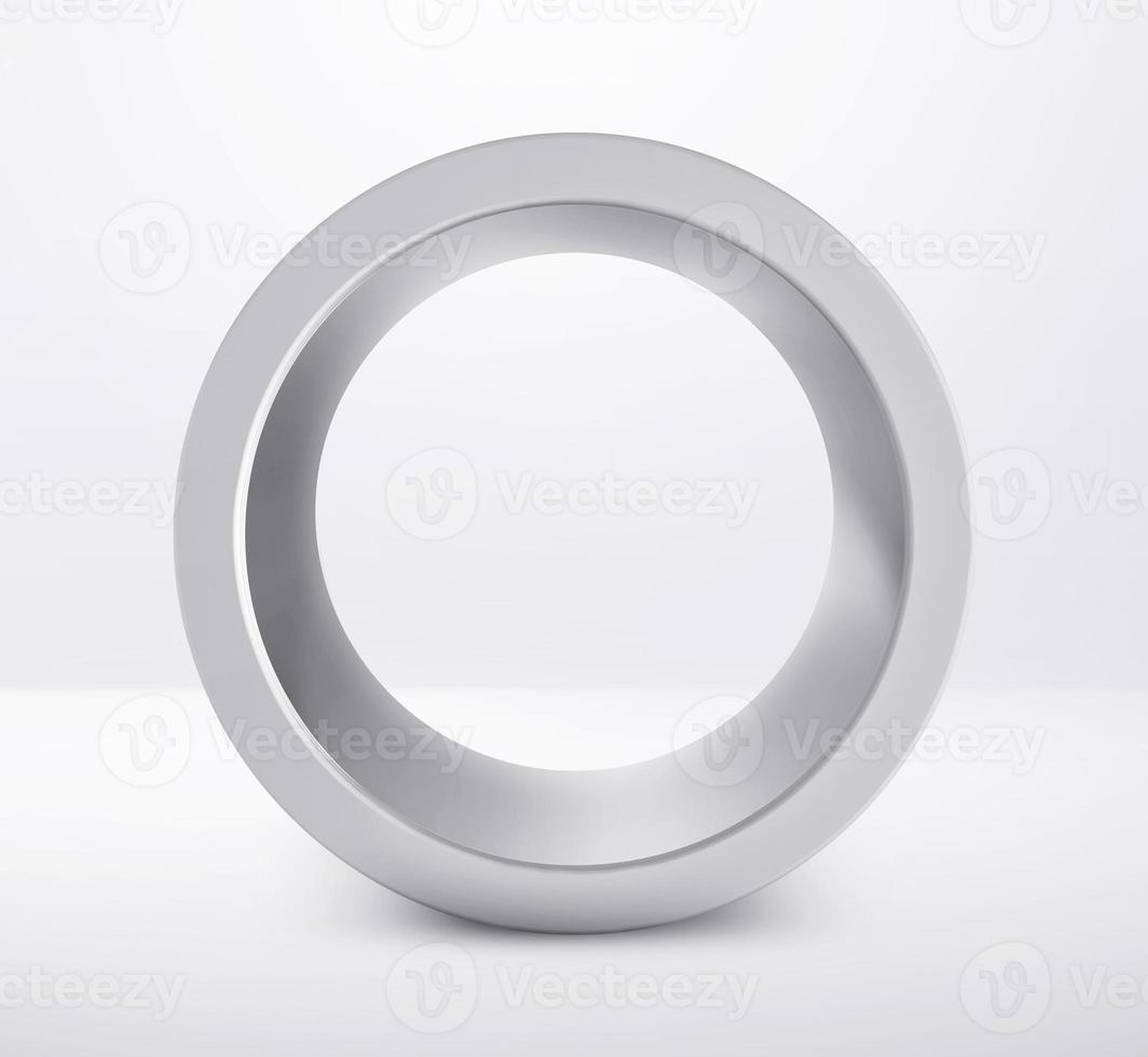 Silver color 3d ring isolated on white background. 3D render photo