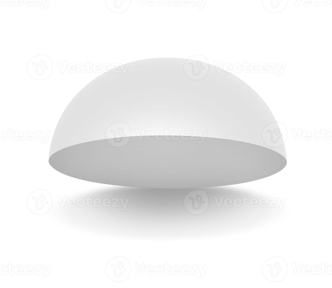 White Semi Sphere Mockup on white background. 3D render photo