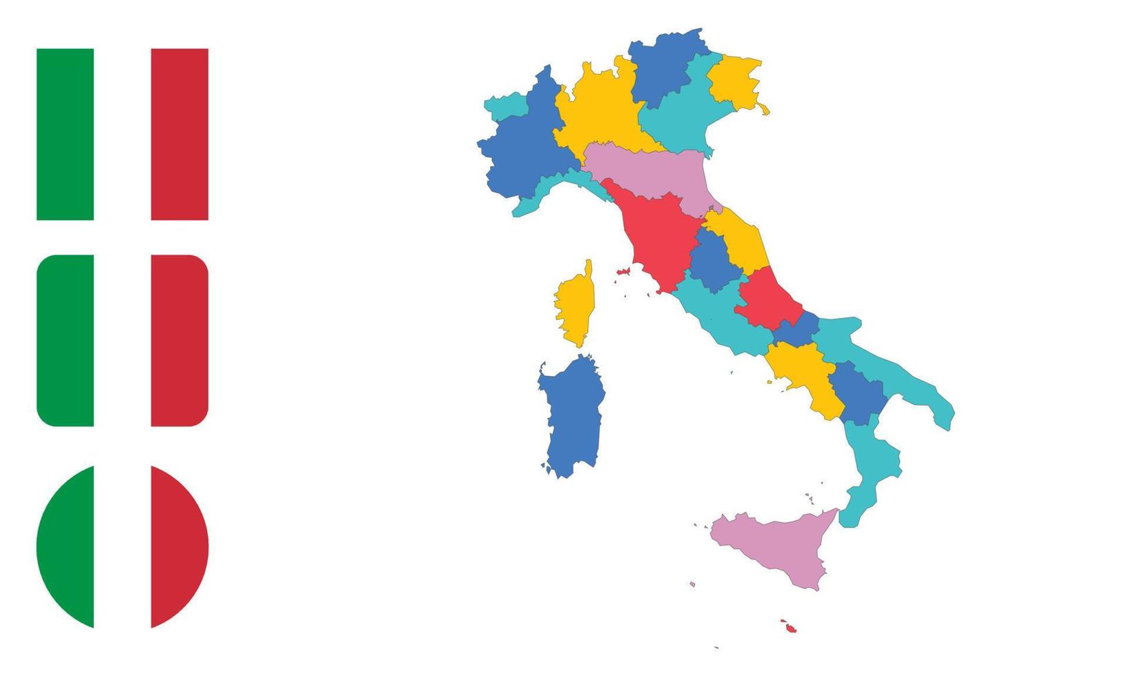 mapa y bandera de italia vector