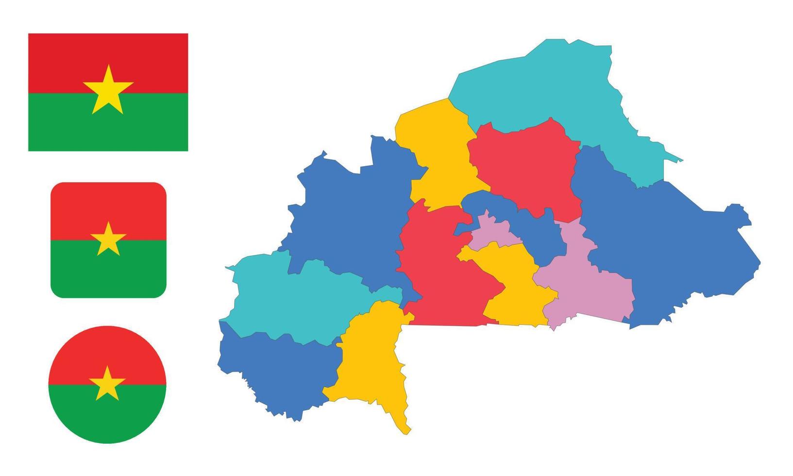 mapa y bandera de burkina faso vector