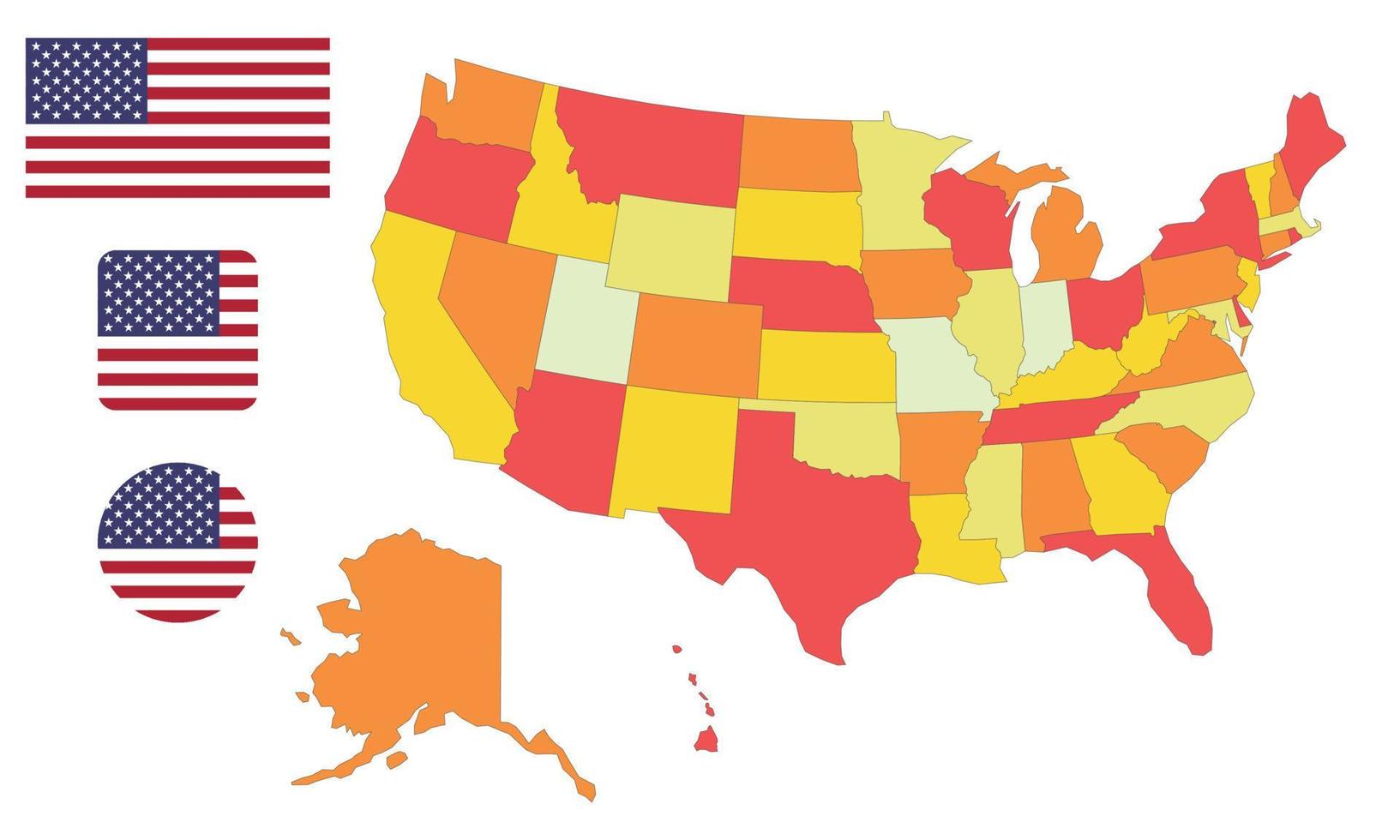 Map and flag of United States vector